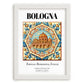 Bologna, Italy – Retro Travel Poster, placed in minimal white frame