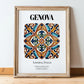 Genova, Italy – Travel Print, in wooden frame leaning on the floor