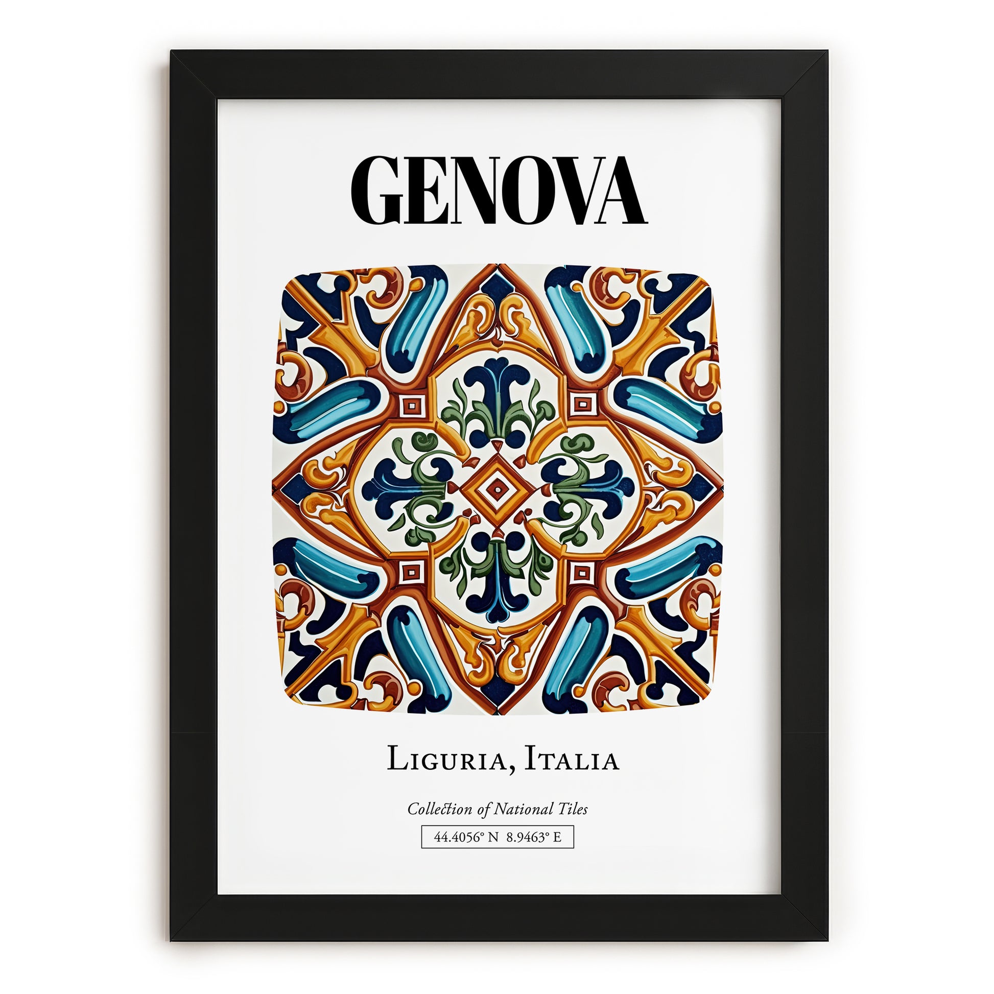 Genova, Italy – Travel Print, in sleek black frame