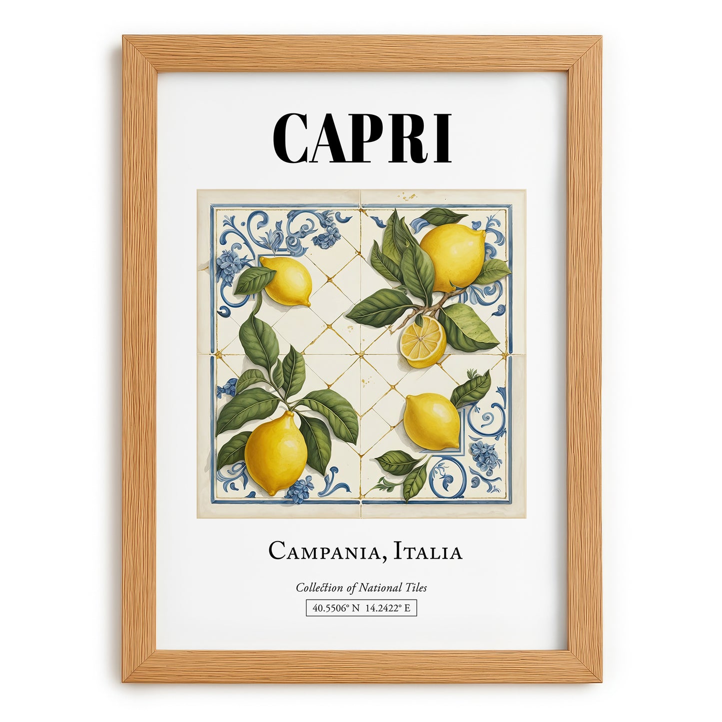 Capri, Italy – Cultural Heritage Wall Art, set in oak frame