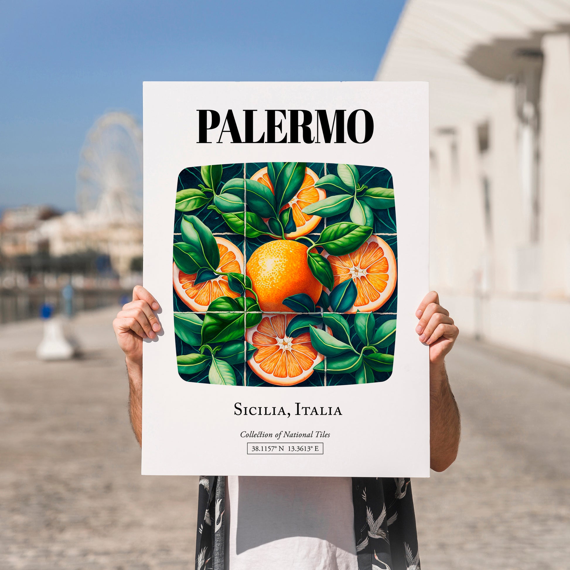 Palermo, Italy – Travel Print, no-text version framed in wood
