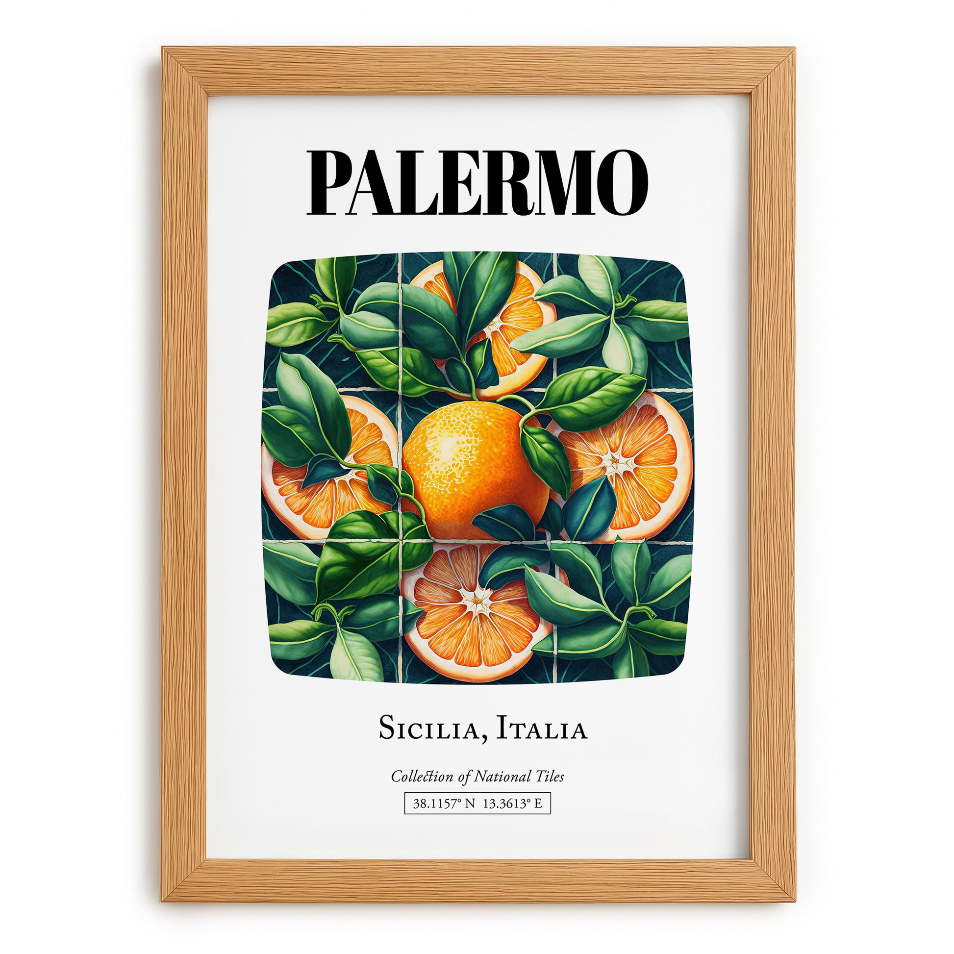 Palermo, Italy – Travel Print, set in oak frame