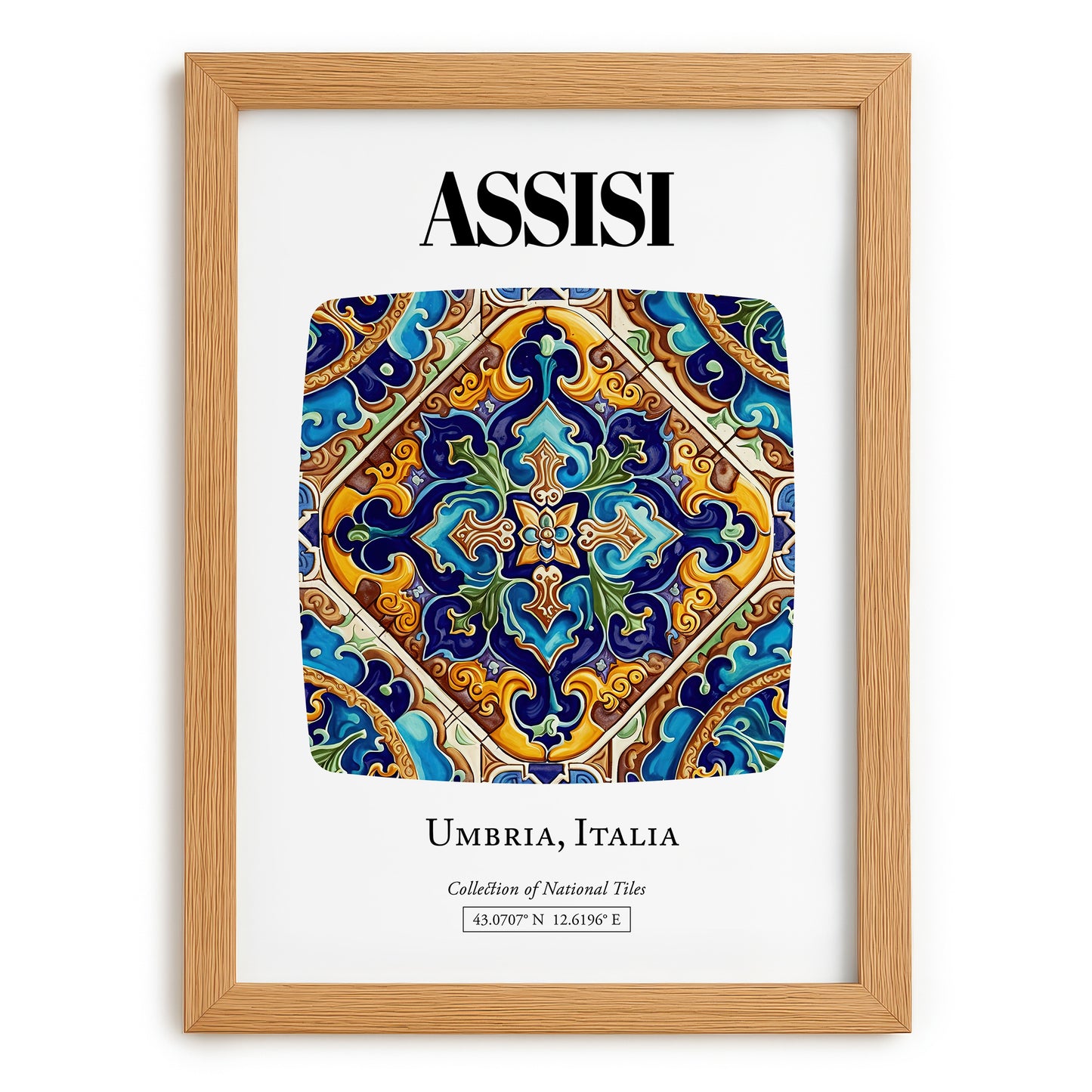 Assisi, Italy – Travel Poster, set in oak frame
