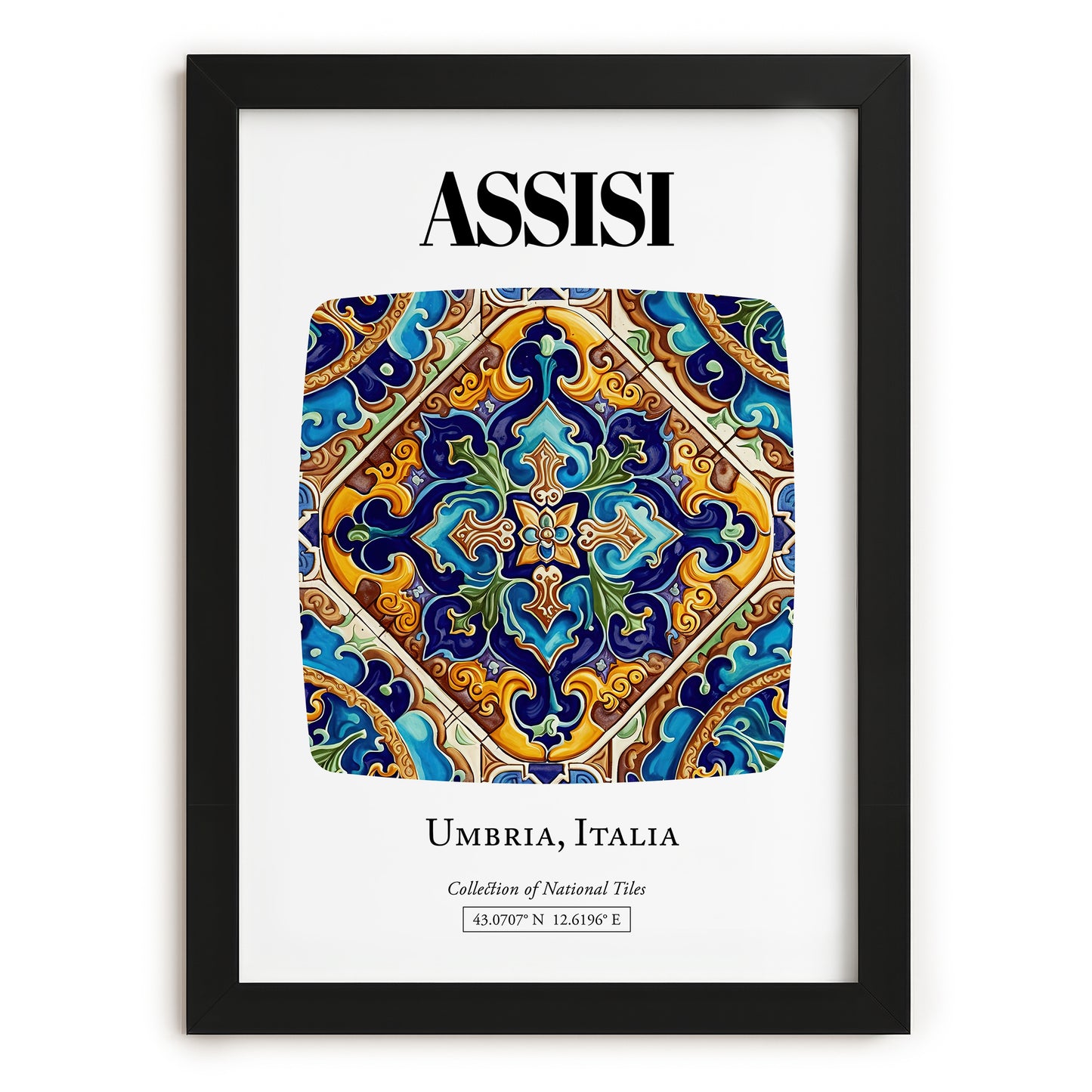 Assisi, Italy – Travel Poster, in sleek black frame