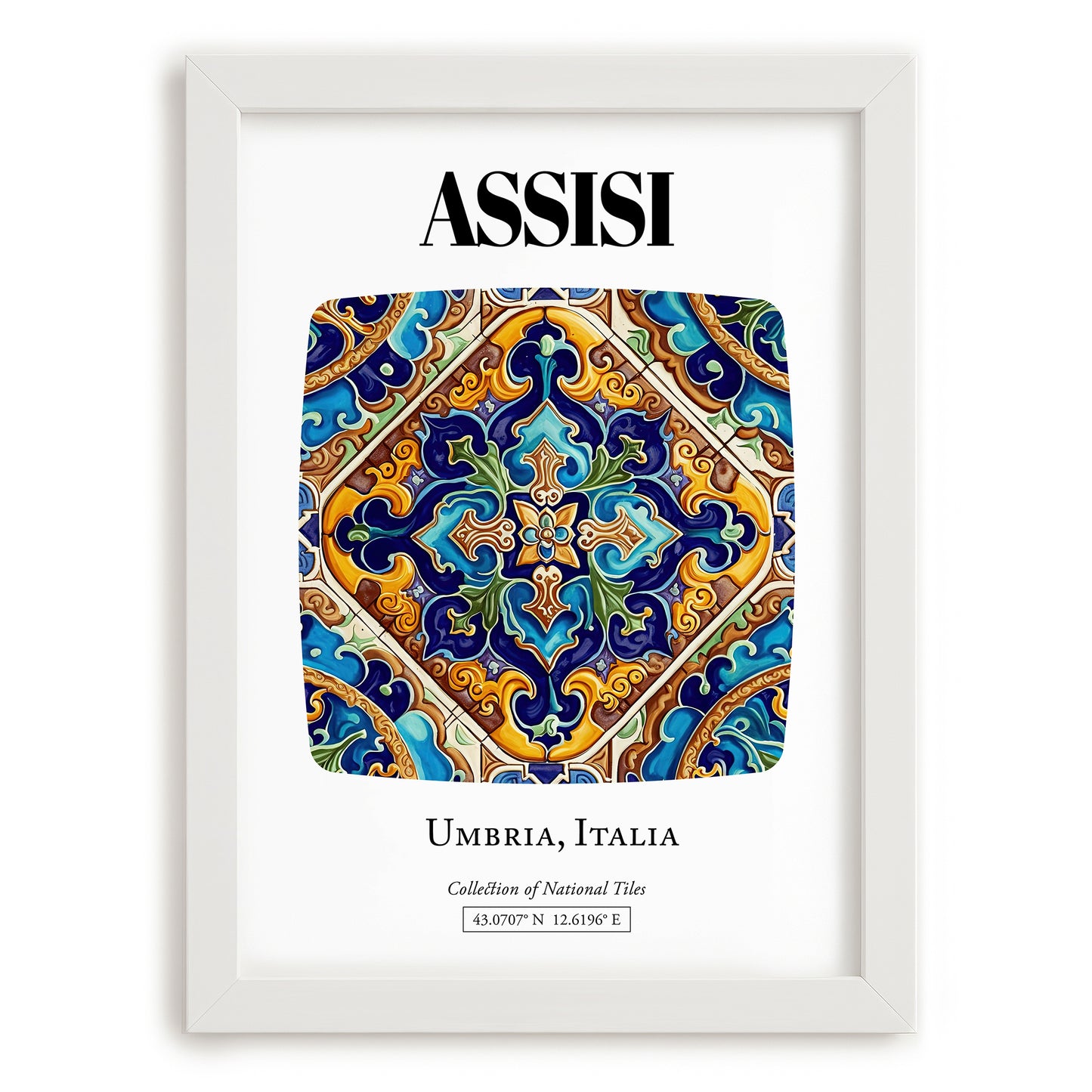 Assisi, Italy – Travel Poster, placed in minimal white frame