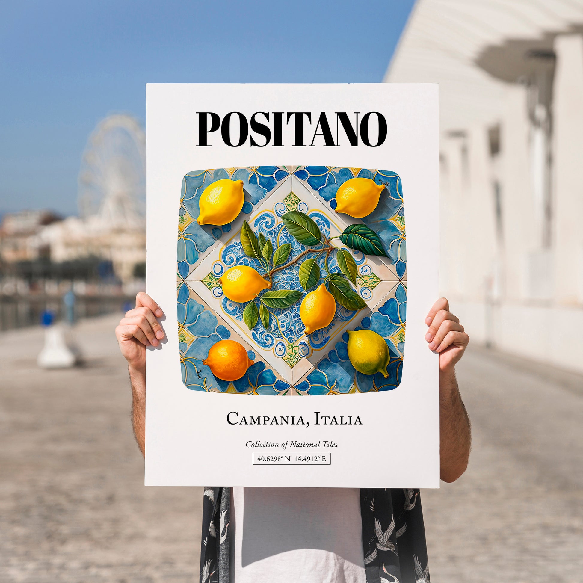 Positano, Italy – Travel Poster, no-text version framed in wood