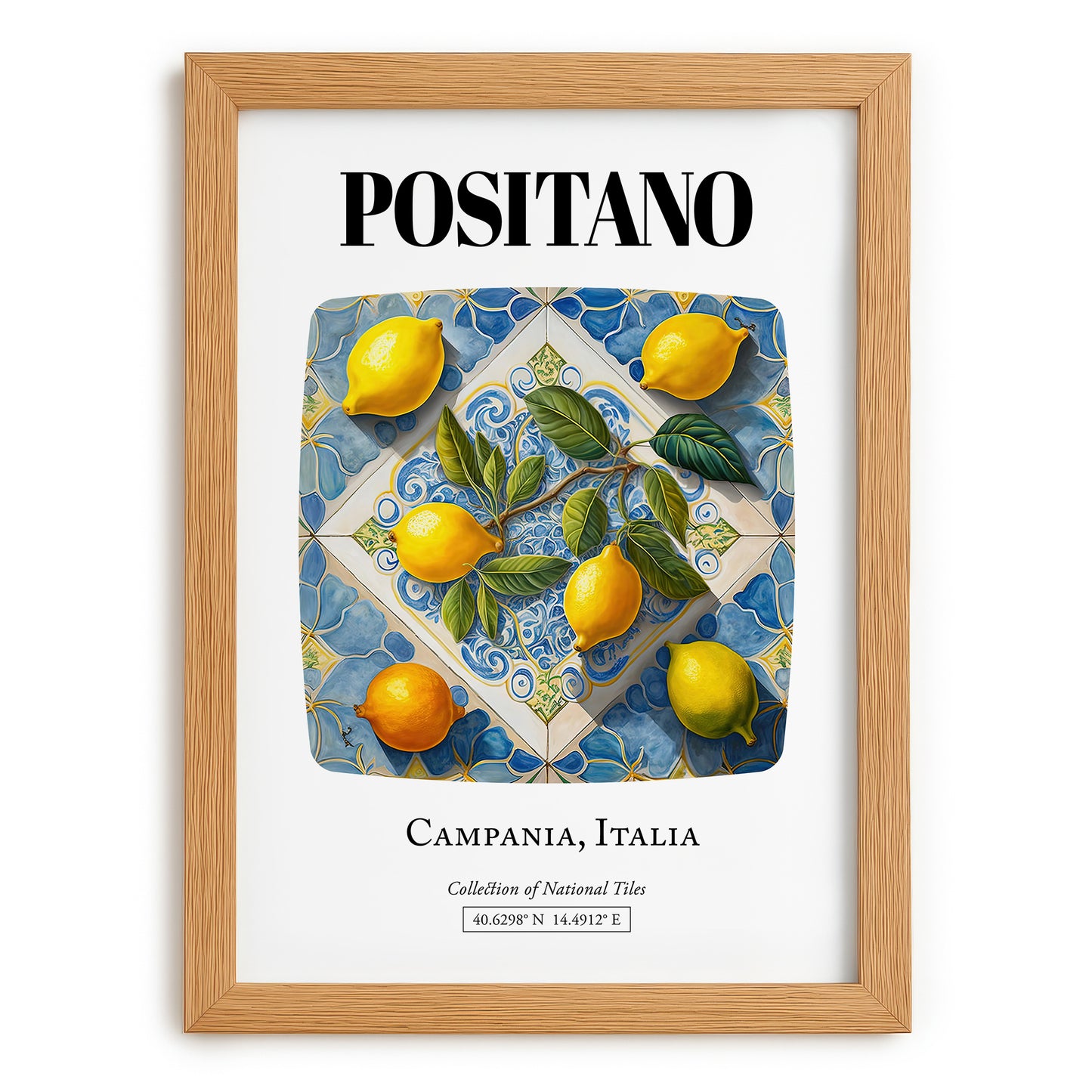 Positano, Italy – Travel Poster, set in oak frame