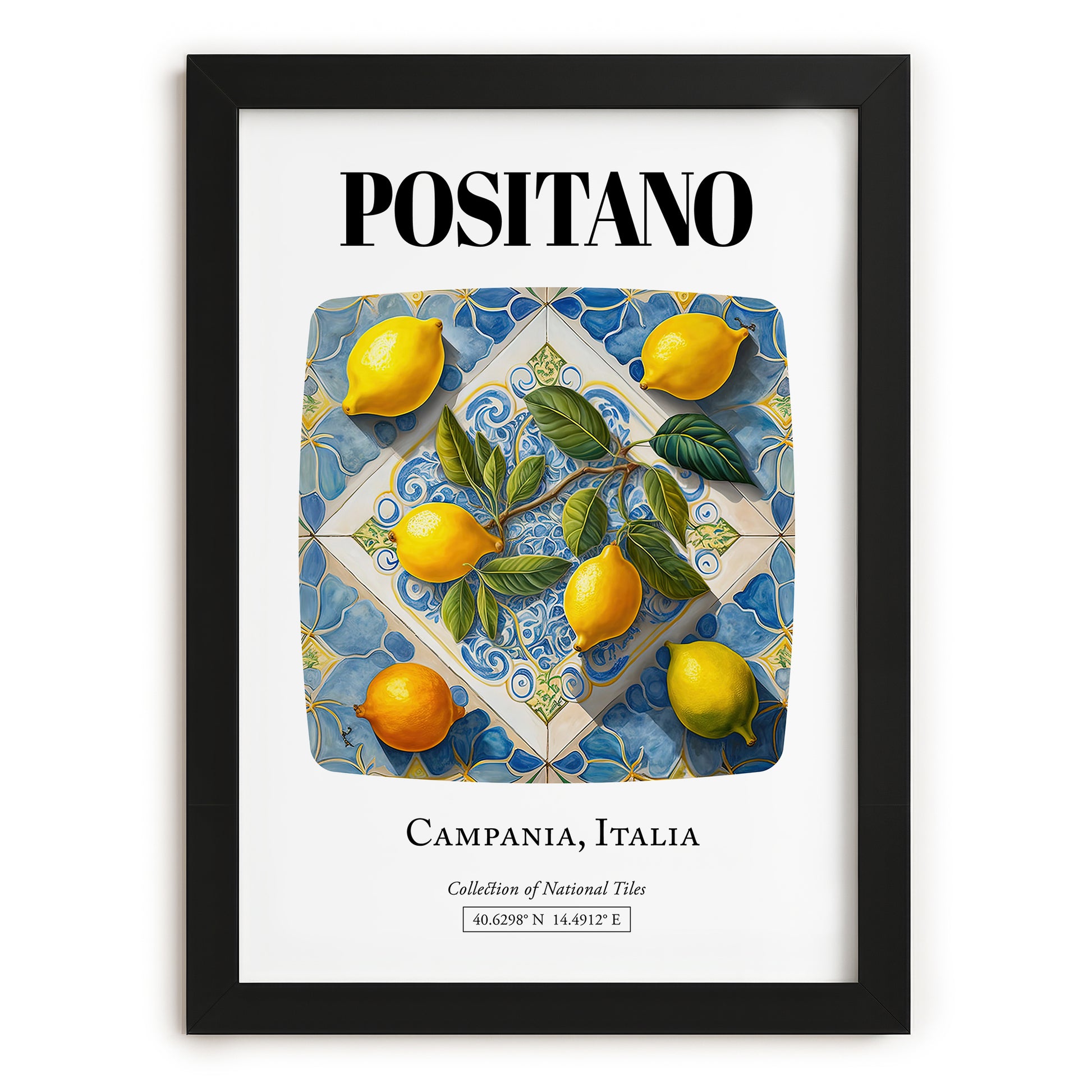 Positano, Italy – Travel Poster, in sleek black frame