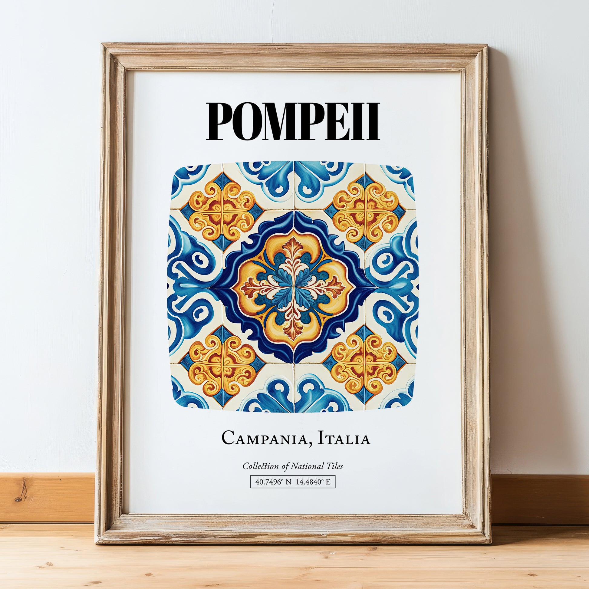 Pompeii, Italy – Travel Print, in wooden frame leaning on the floor