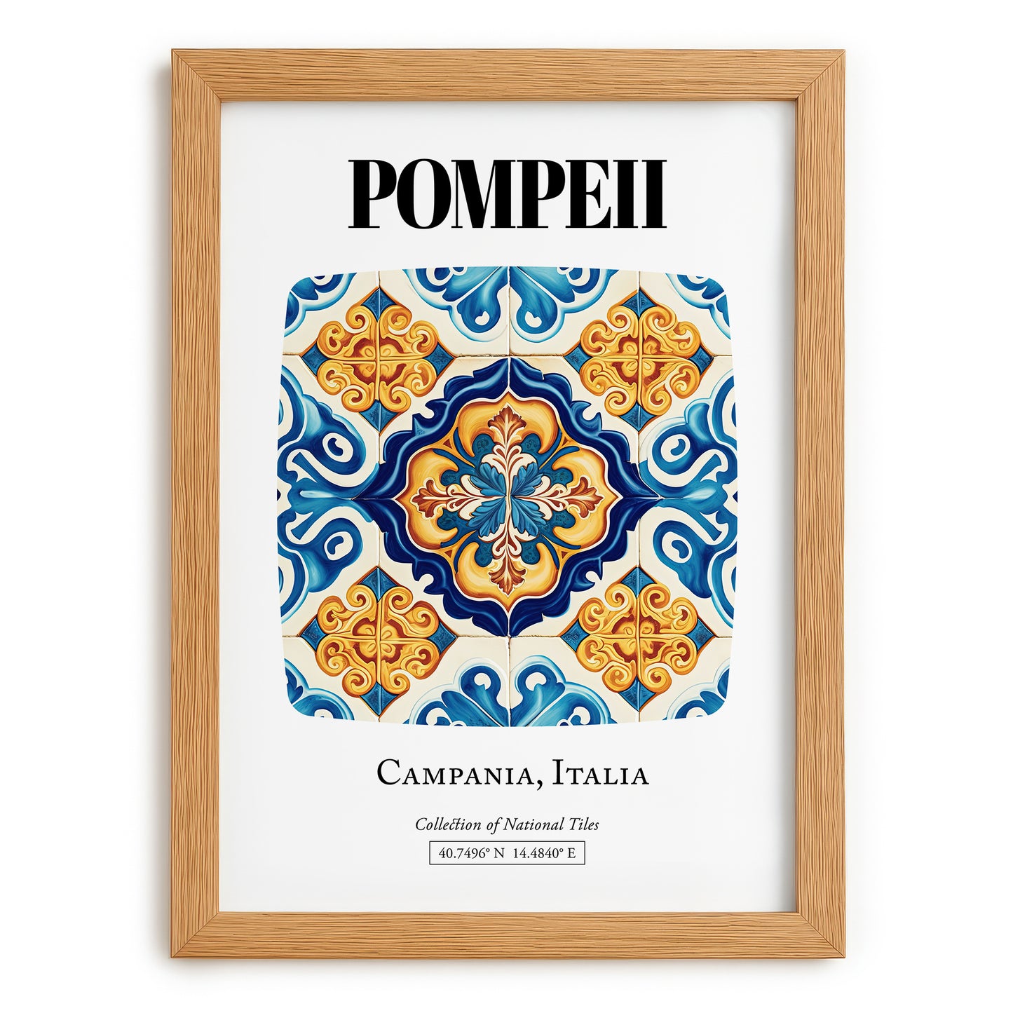 Pompeii, Italy – Travel Print, set in oak frame