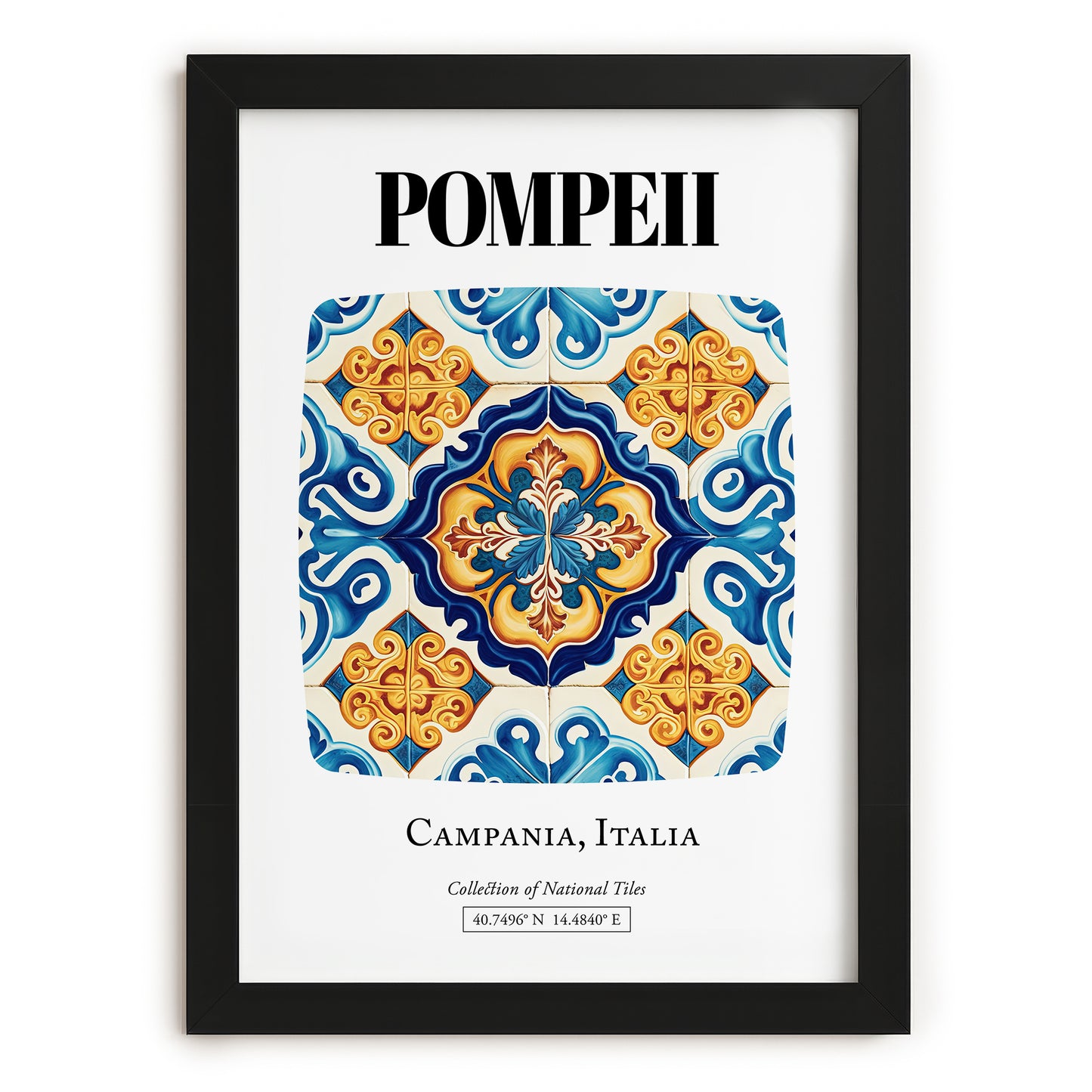 Pompeii, Italy – Travel Print, in sleek black frame