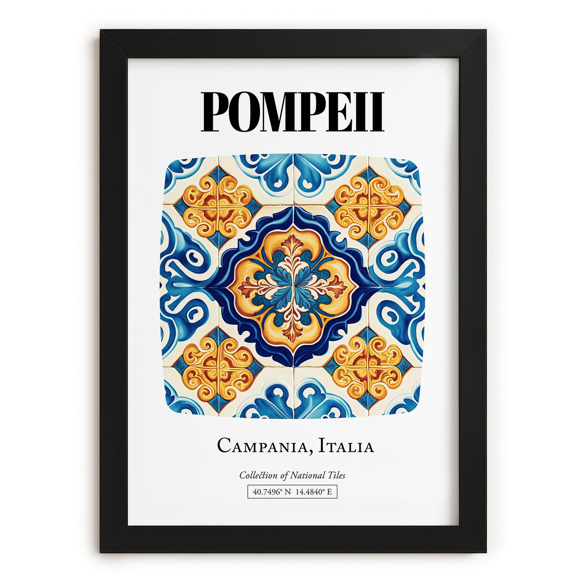 Pompeii, Italy – Travel Print, in sleek black frame