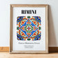 Rimini, Italy – Illustrated Travel Poster, in wooden frame leaning on the floor