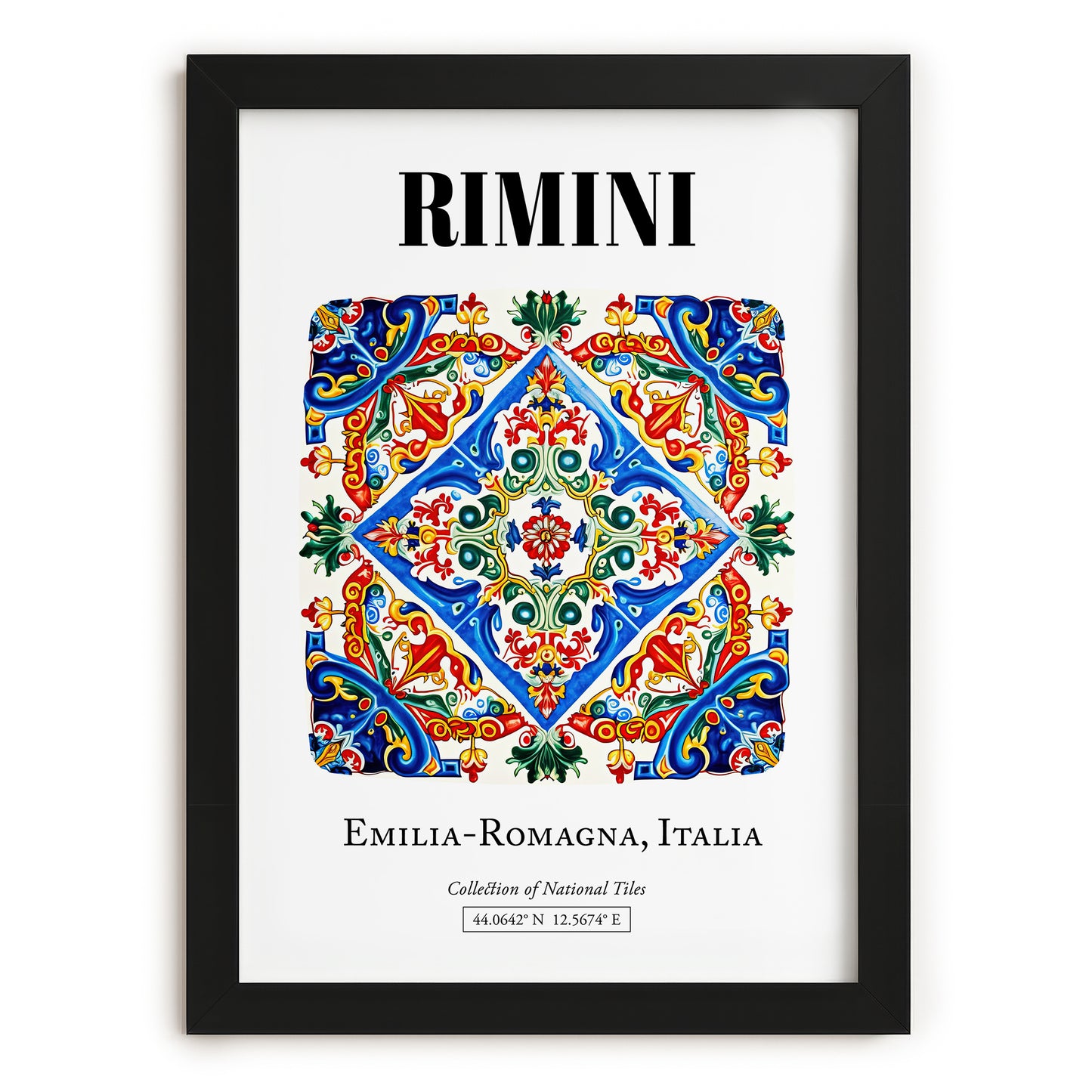 Rimini, Italy – Illustrated Travel Poster, in sleek black frame