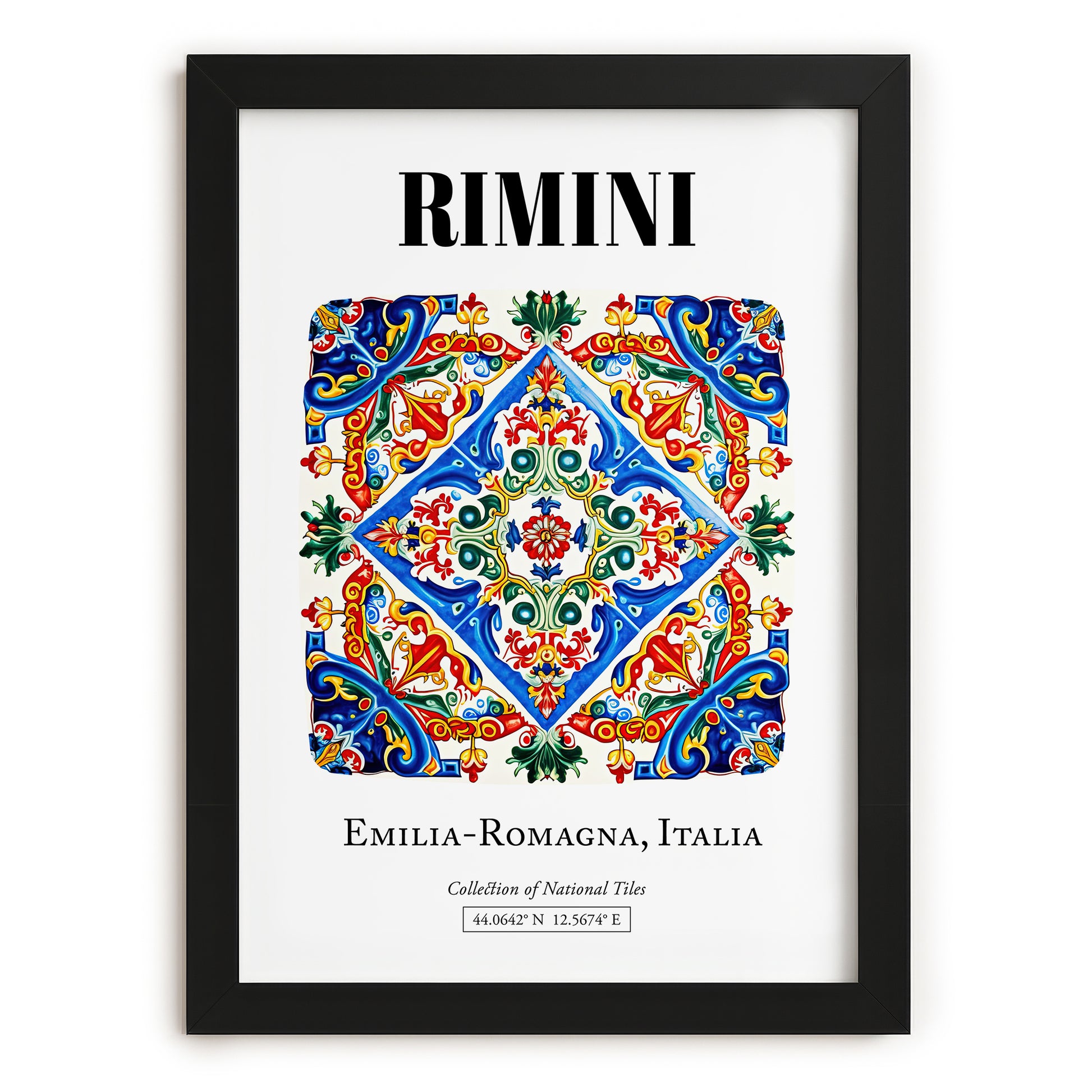 Rimini, Italy – Illustrated Travel Poster, in sleek black frame