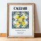 Cagliari, Italy – World Travel Art, in wooden frame leaning on the floor