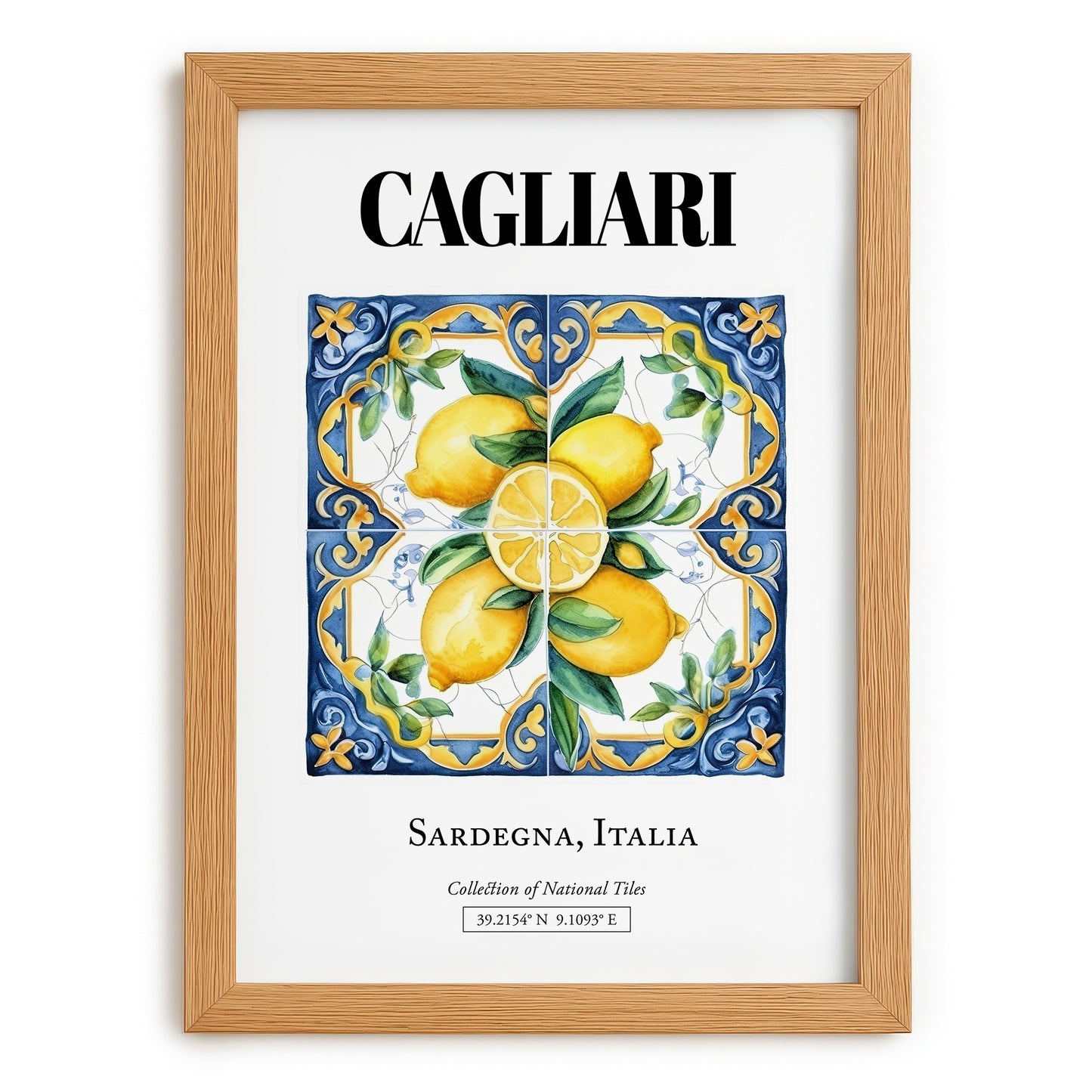 Cagliari, Italy – World Travel Art, set in oak frame