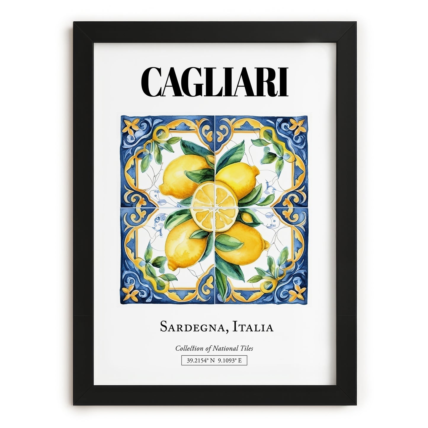 Cagliari, Italy – World Travel Art, in sleek black frame