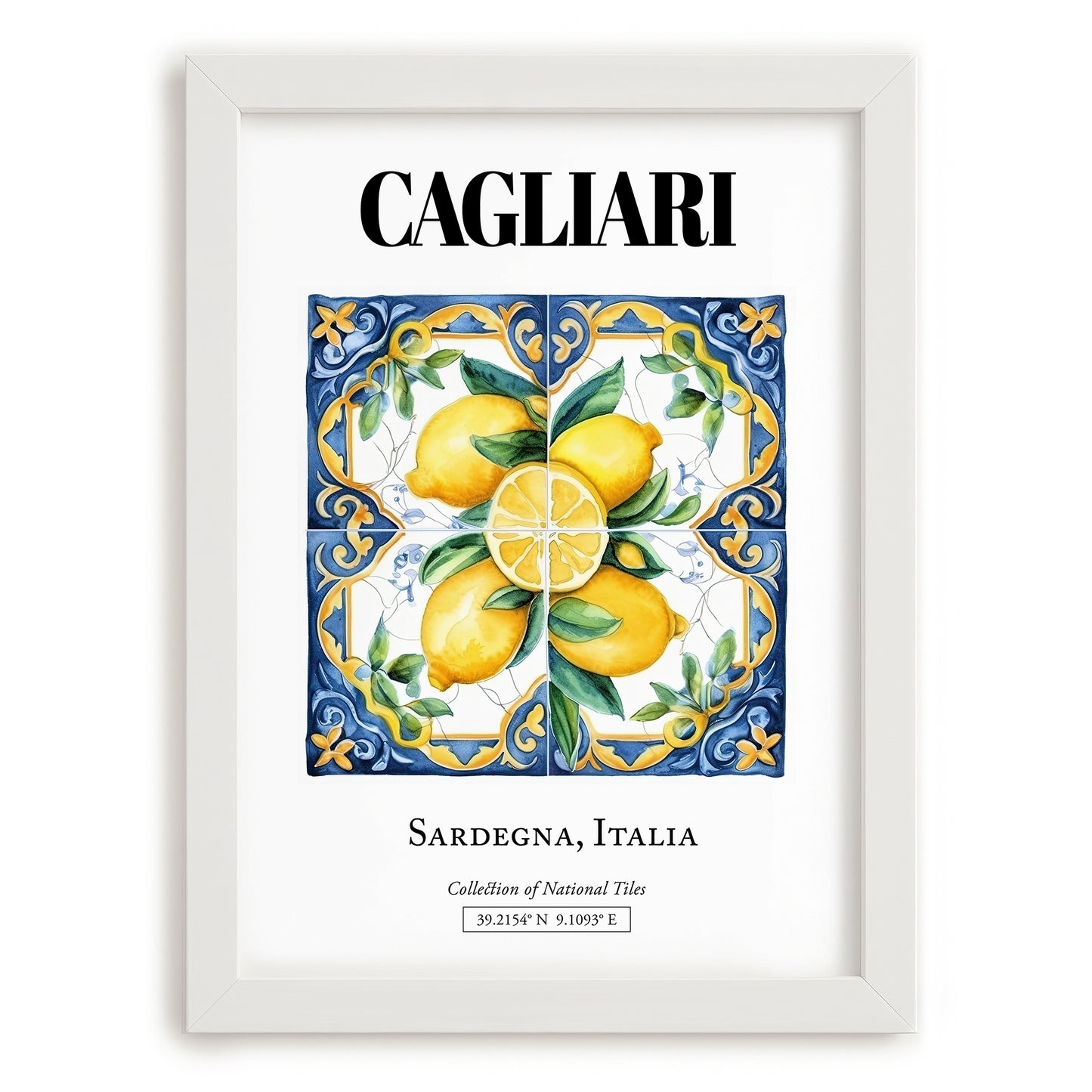 Cagliari, Italy – World Travel Art, placed in minimal white frame