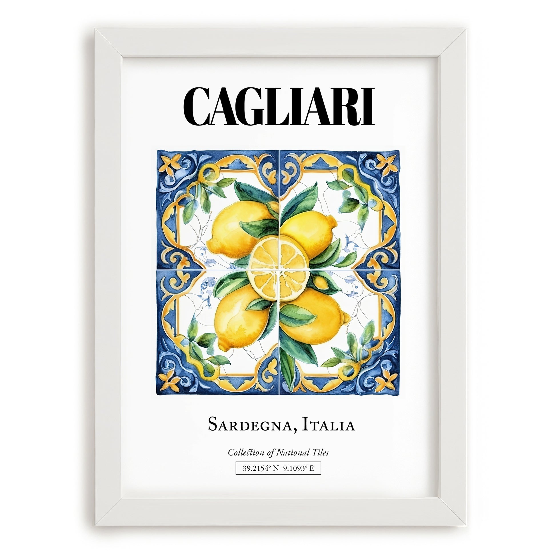 Cagliari, Italy – World Travel Art, placed in minimal white frame