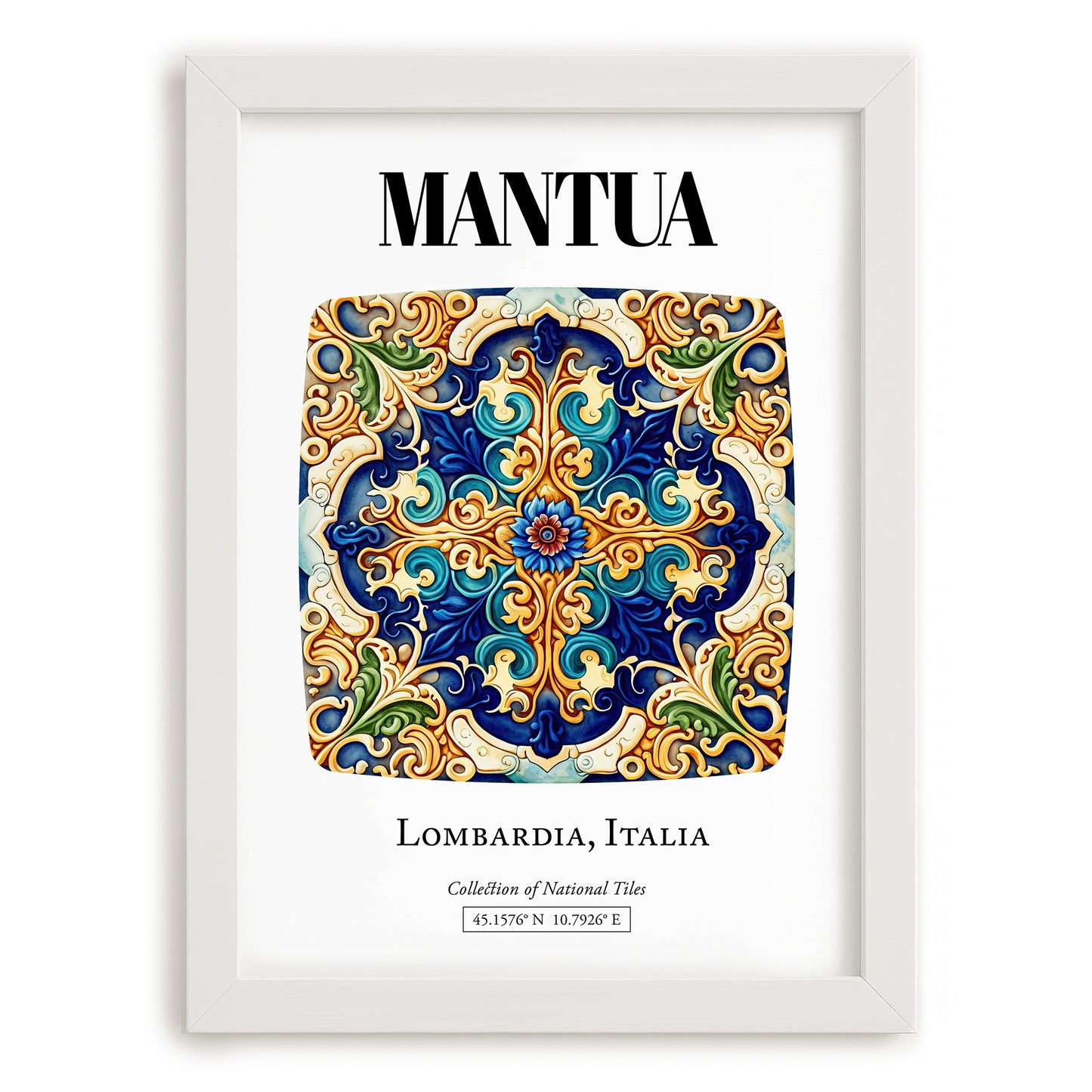 Mantua, Italy – Historic Cities Art Print, placed in minimal white frame