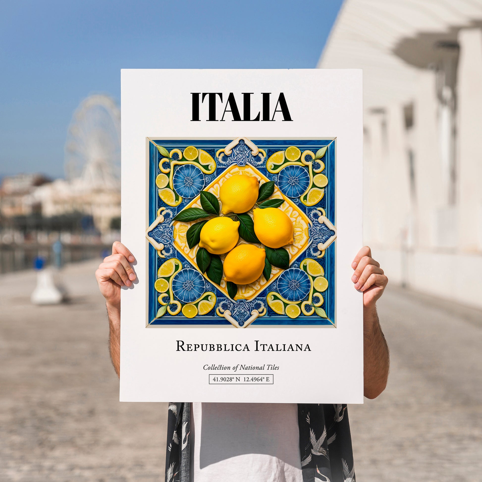 Italia, Repubblica Italiana – Travel Print, no-text version framed in wood
