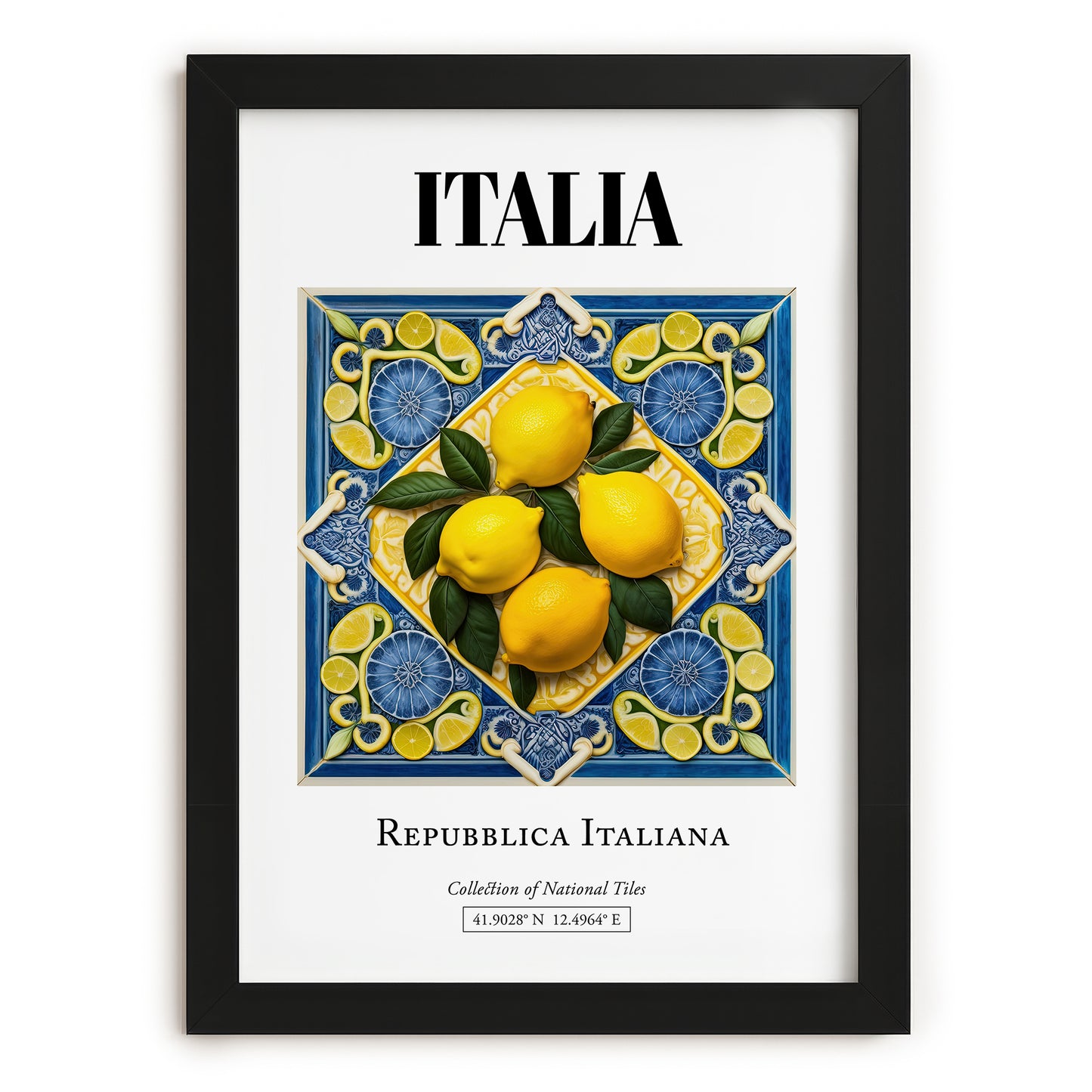 Italia, Repubblica Italiana – Travel Print, in sleek black frame