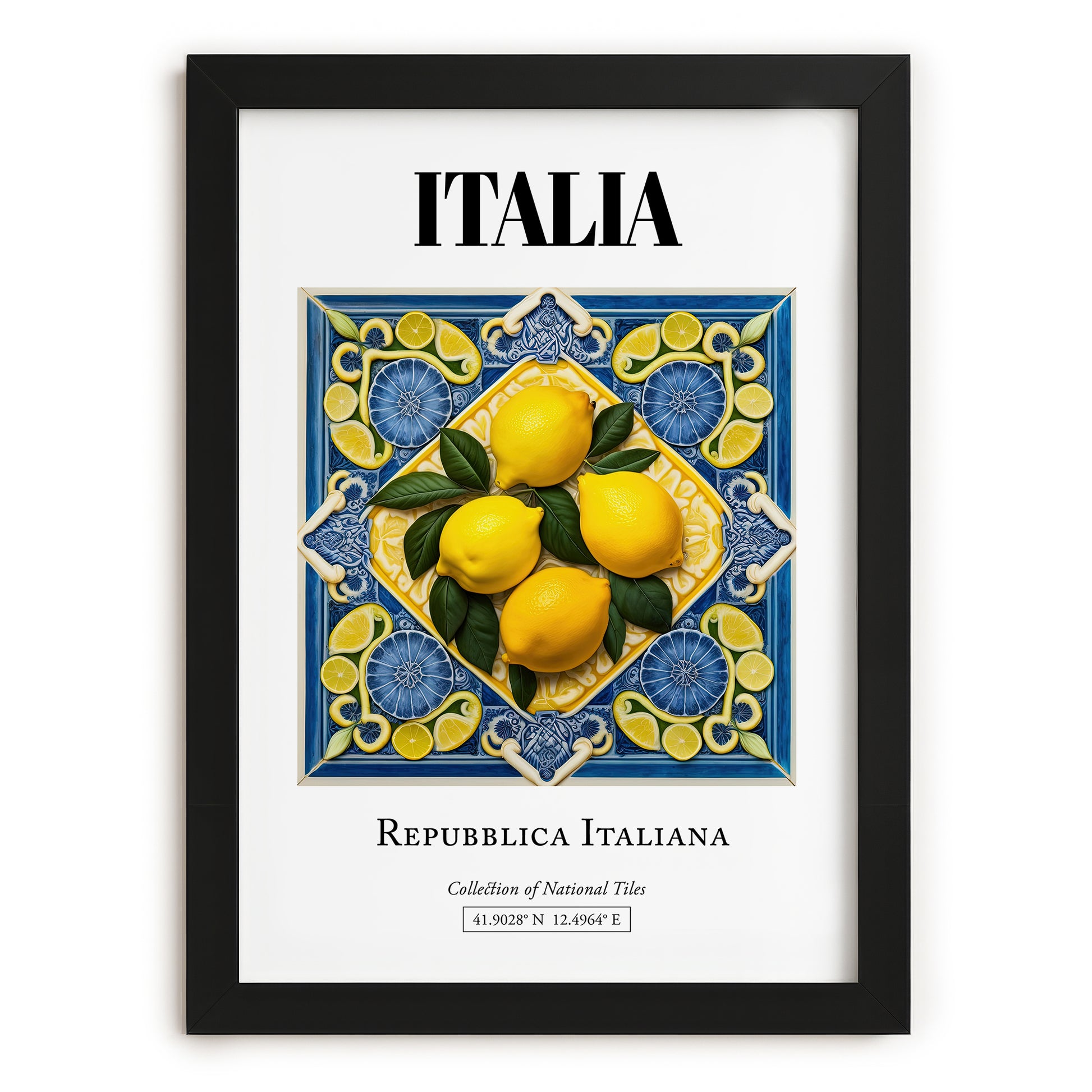Italia, Repubblica Italiana – Travel Print, in sleek black frame