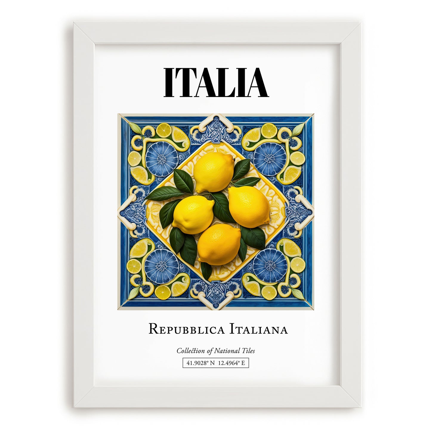 Italia, Repubblica Italiana – Travel Print, placed in minimal white frame