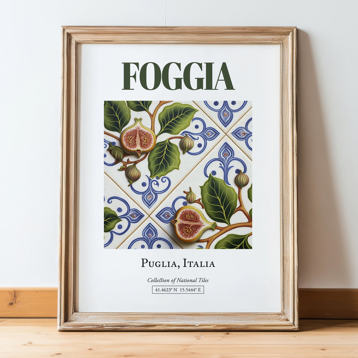Foggia, Italy – Architectural Travel Art, in wooden frame leaning on the floor