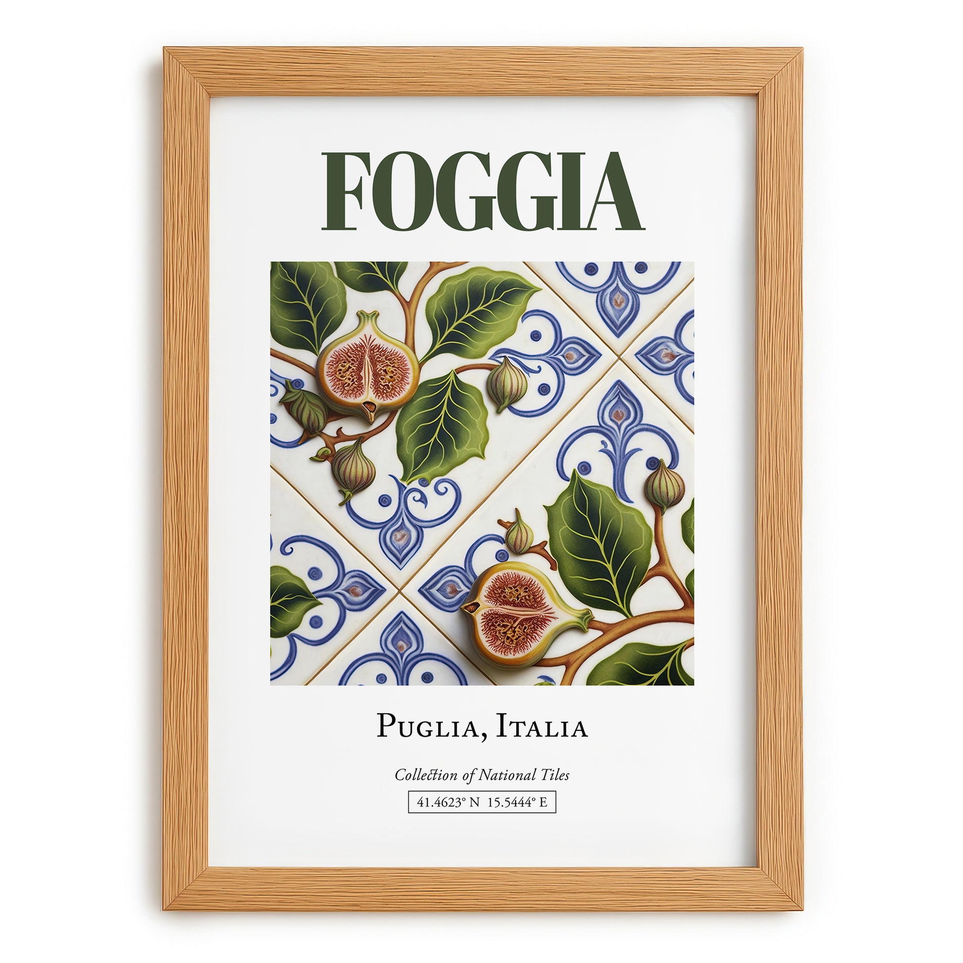 Foggia, Italy – Architectural Travel Art, set in oak frame