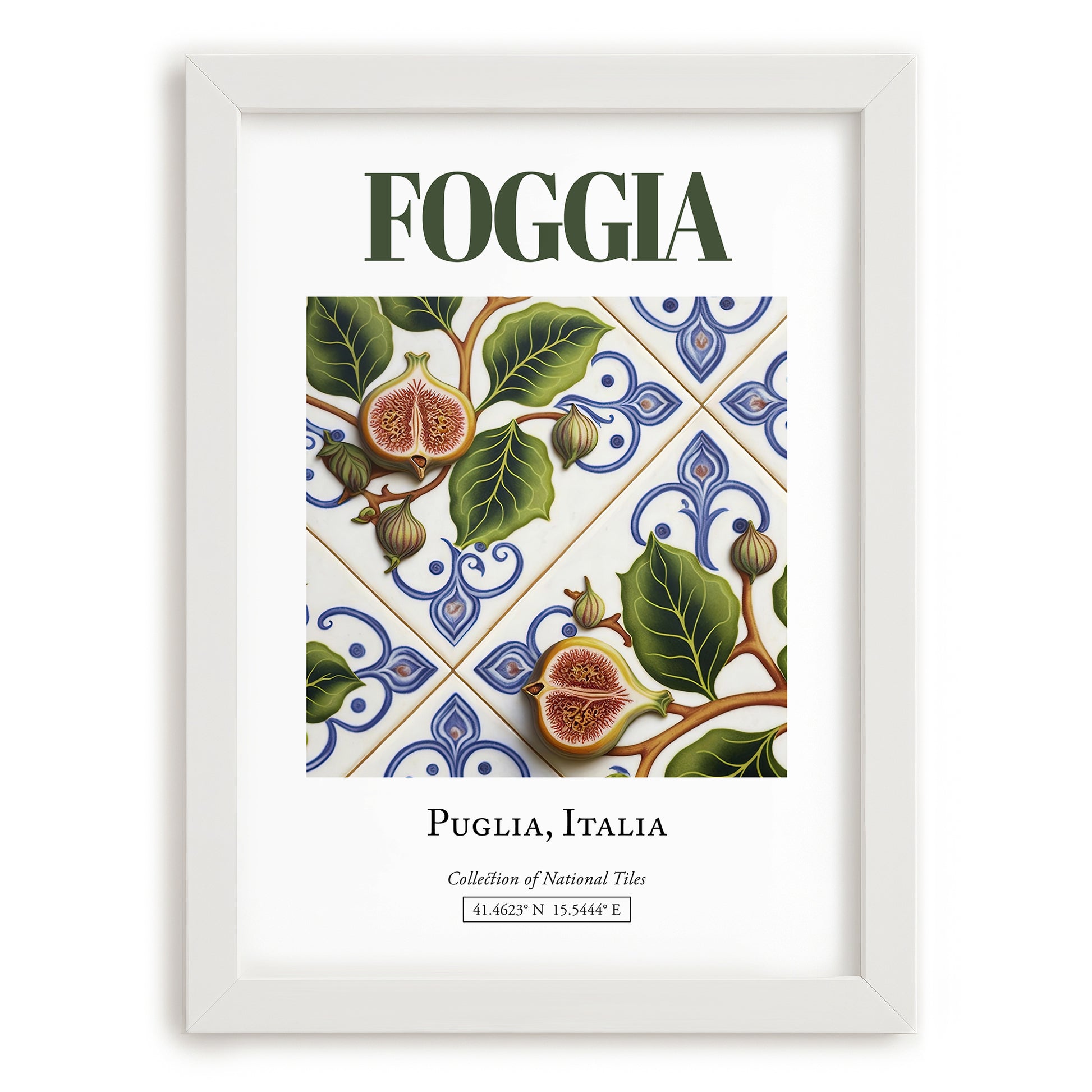 Foggia, Italy – Architectural Travel Art, placed in minimal white frame