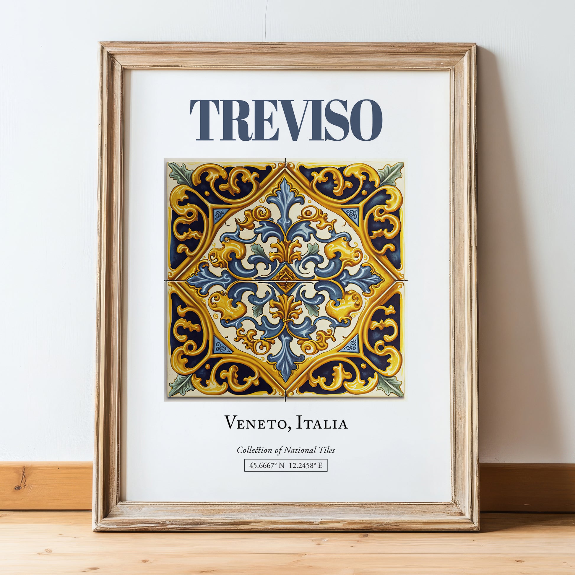 Treviso, Italy – Travel Destination Art, in wooden frame leaning on the floor