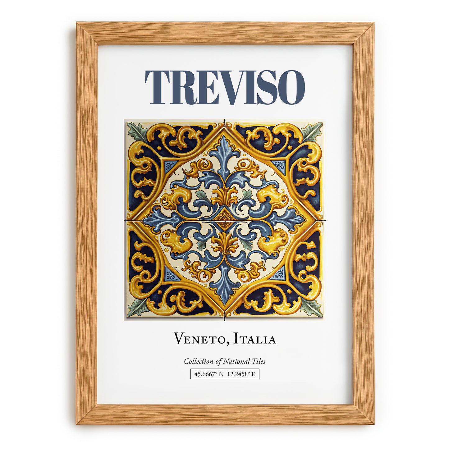 Treviso, Italy – Travel Destination Art, set in oak frame