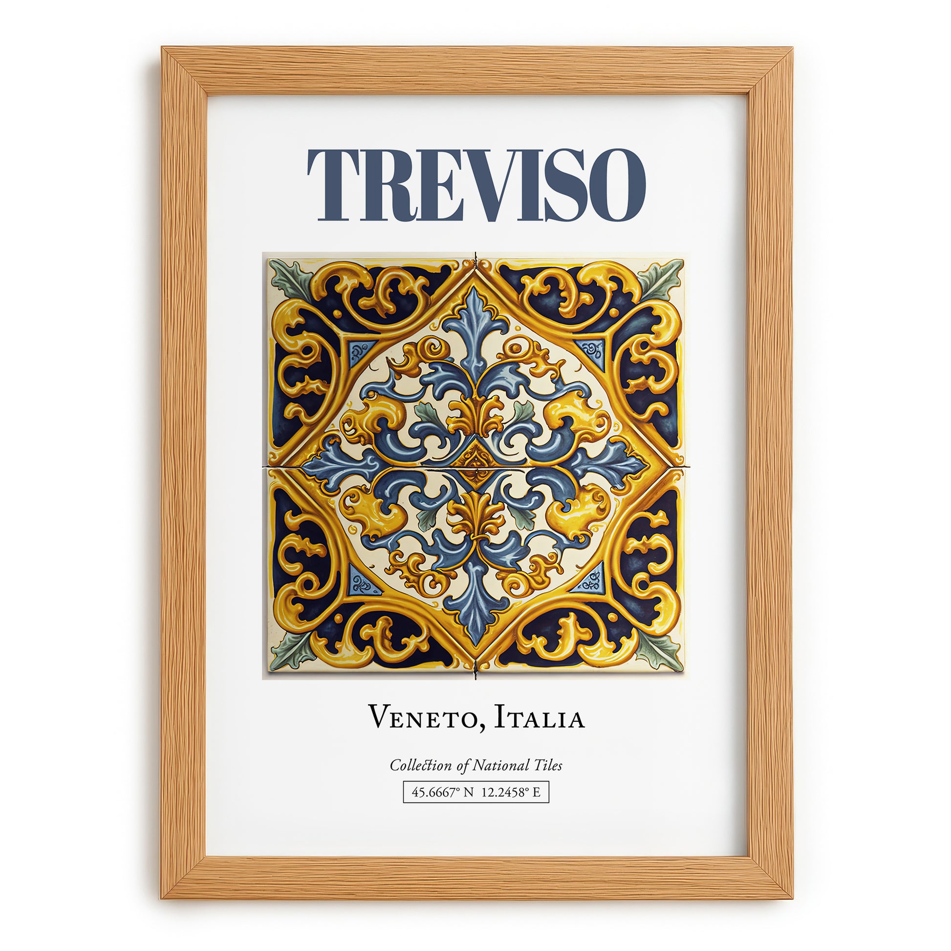 Treviso, Italy – Travel Destination Art, set in oak frame