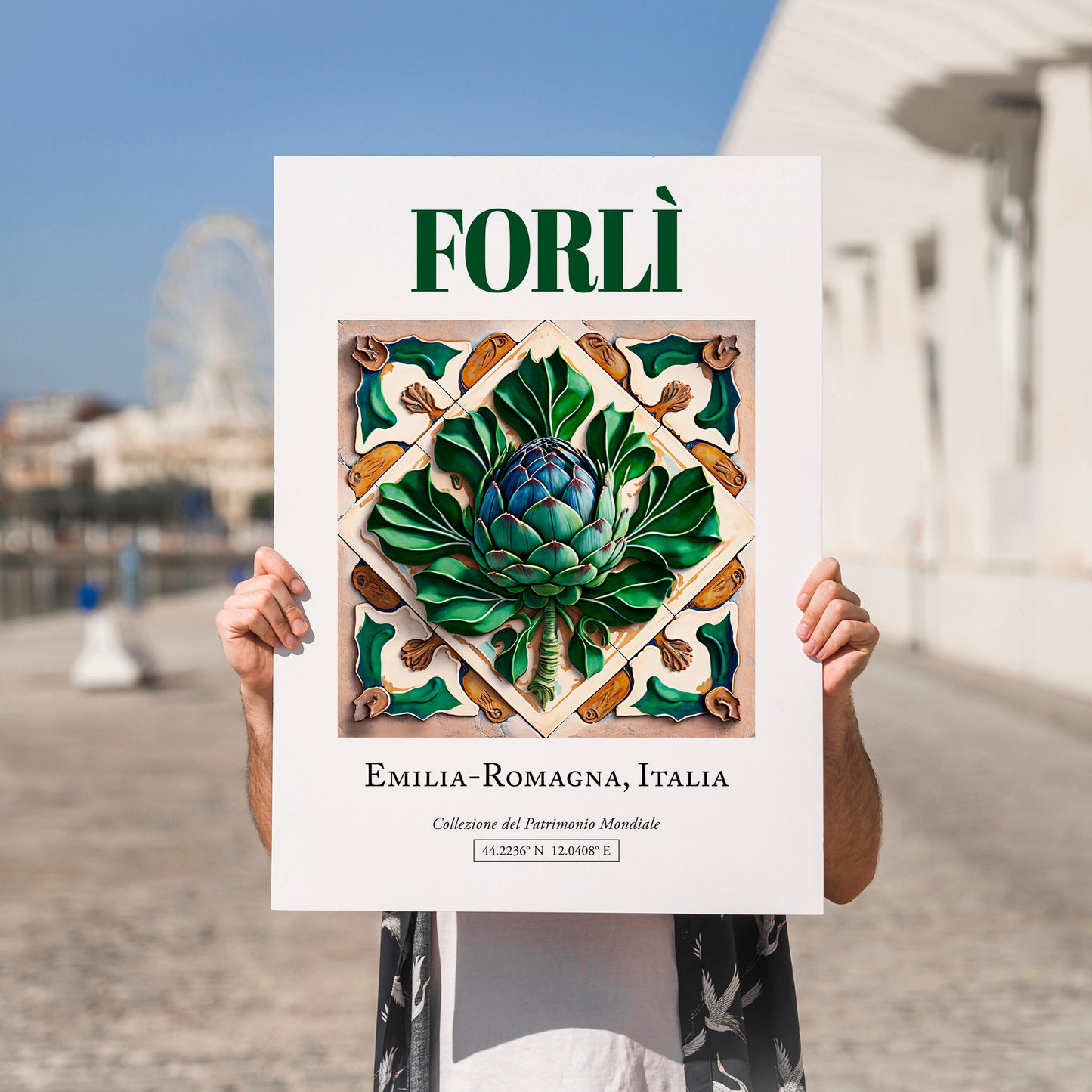 Forlì, Italy – Travel Wall Decor, no-text version framed in wood