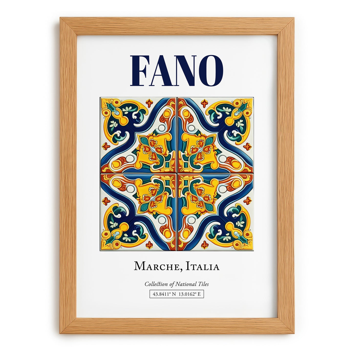 Fano, Italy – Travel Print, set in oak frame