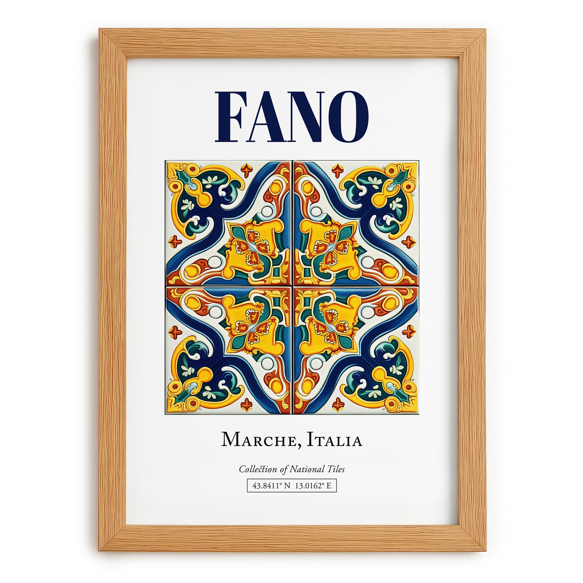 Fano, Italy – Travel Print, set in oak frame