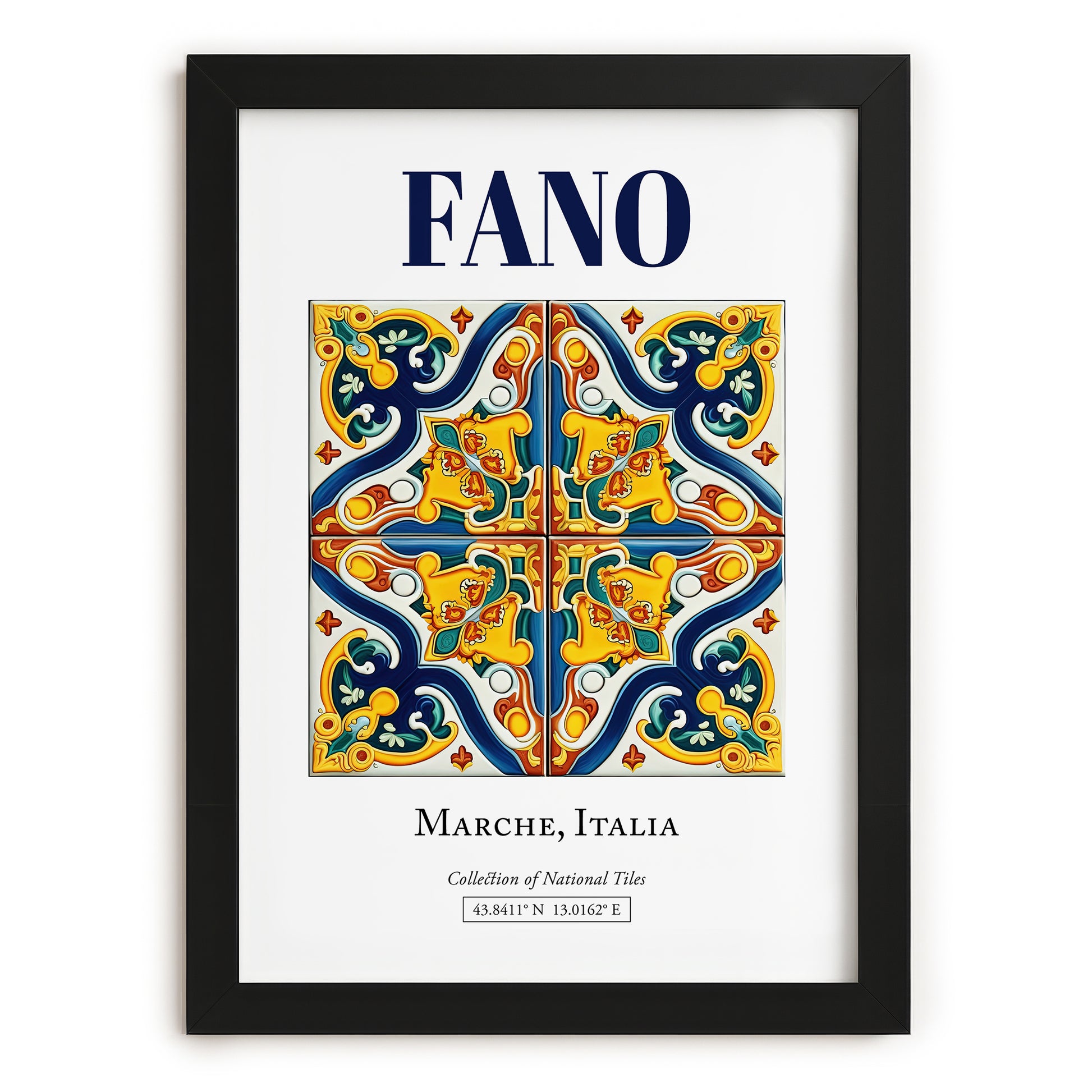 Fano, Italy – Travel Print, in sleek black frame