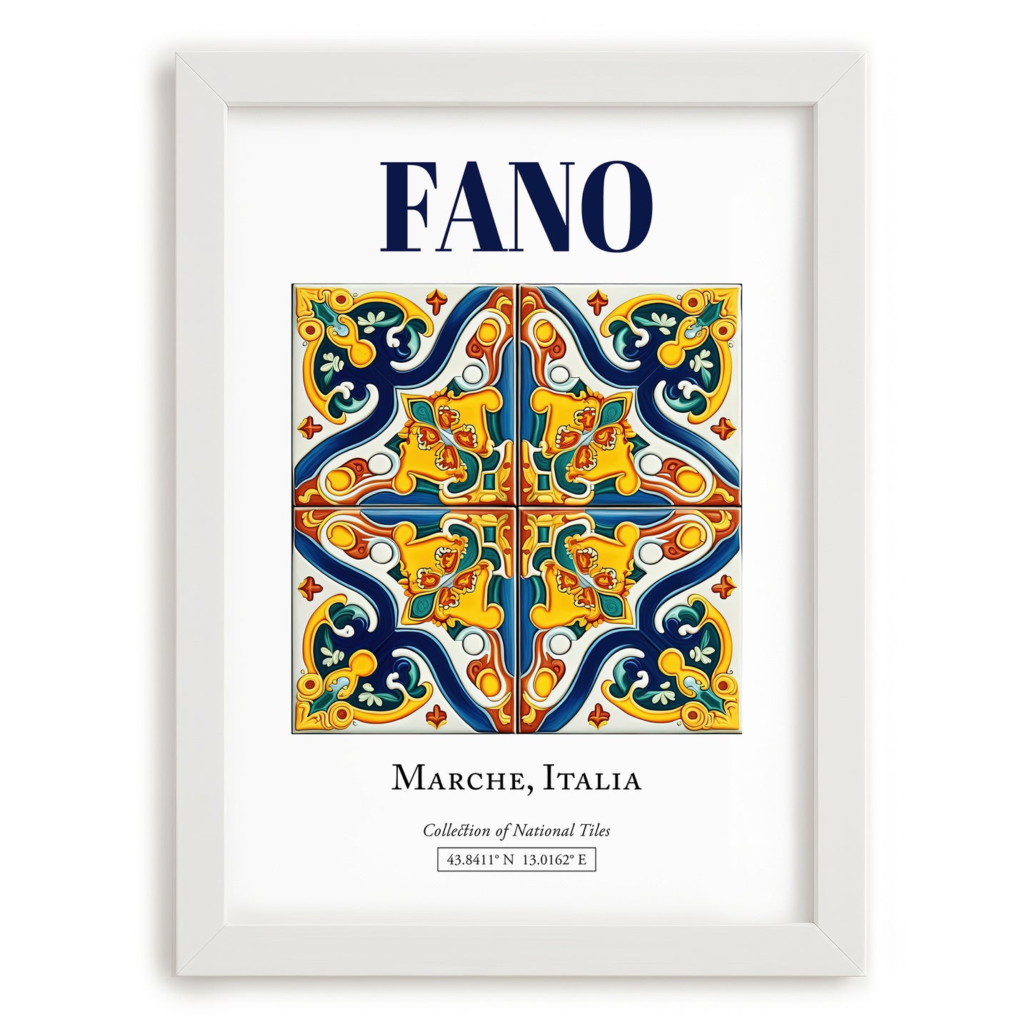 Fano, Italy – Travel Print, placed in minimal white frame
