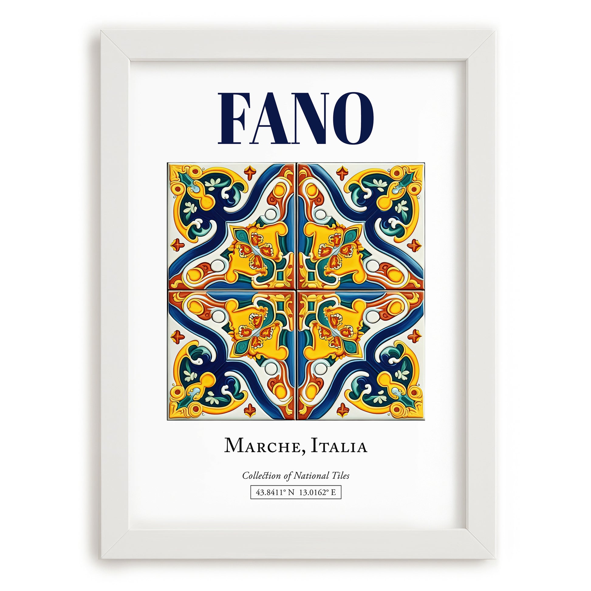 Fano, Italy – Travel Print, placed in minimal white frame