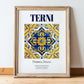 Terni, Italy – Illustrated Travel Poster, in wooden frame leaning on the floor