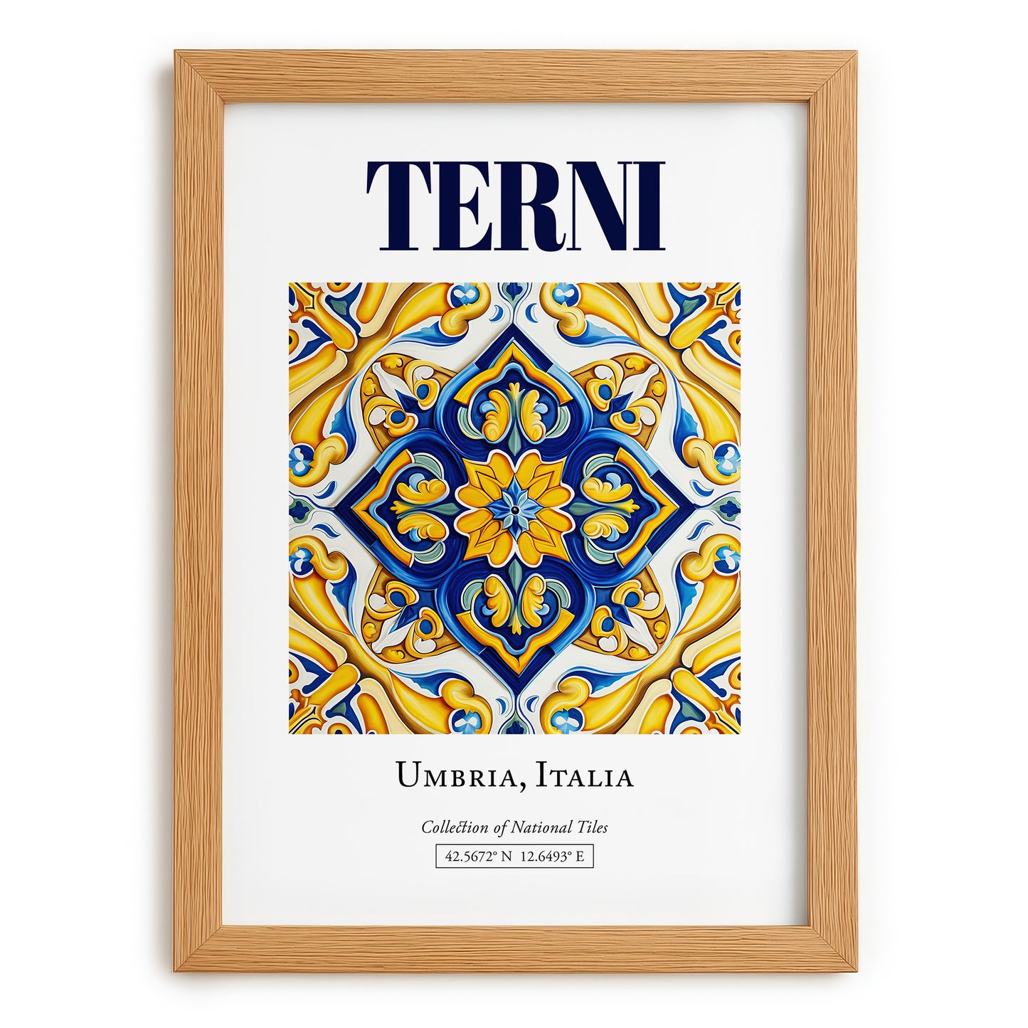 Terni, Italy – Illustrated Travel Poster, set in oak frame