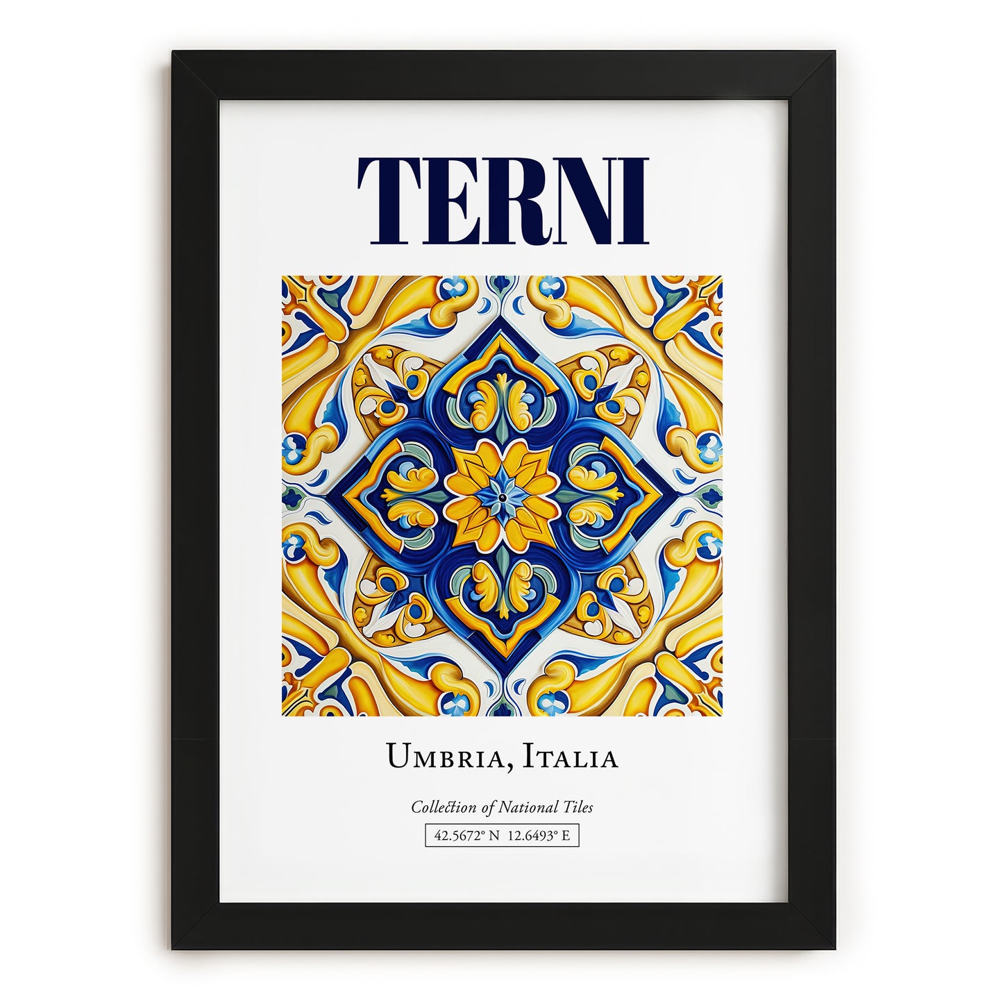 Terni, Italy – Illustrated Travel Poster, in sleek black frame
