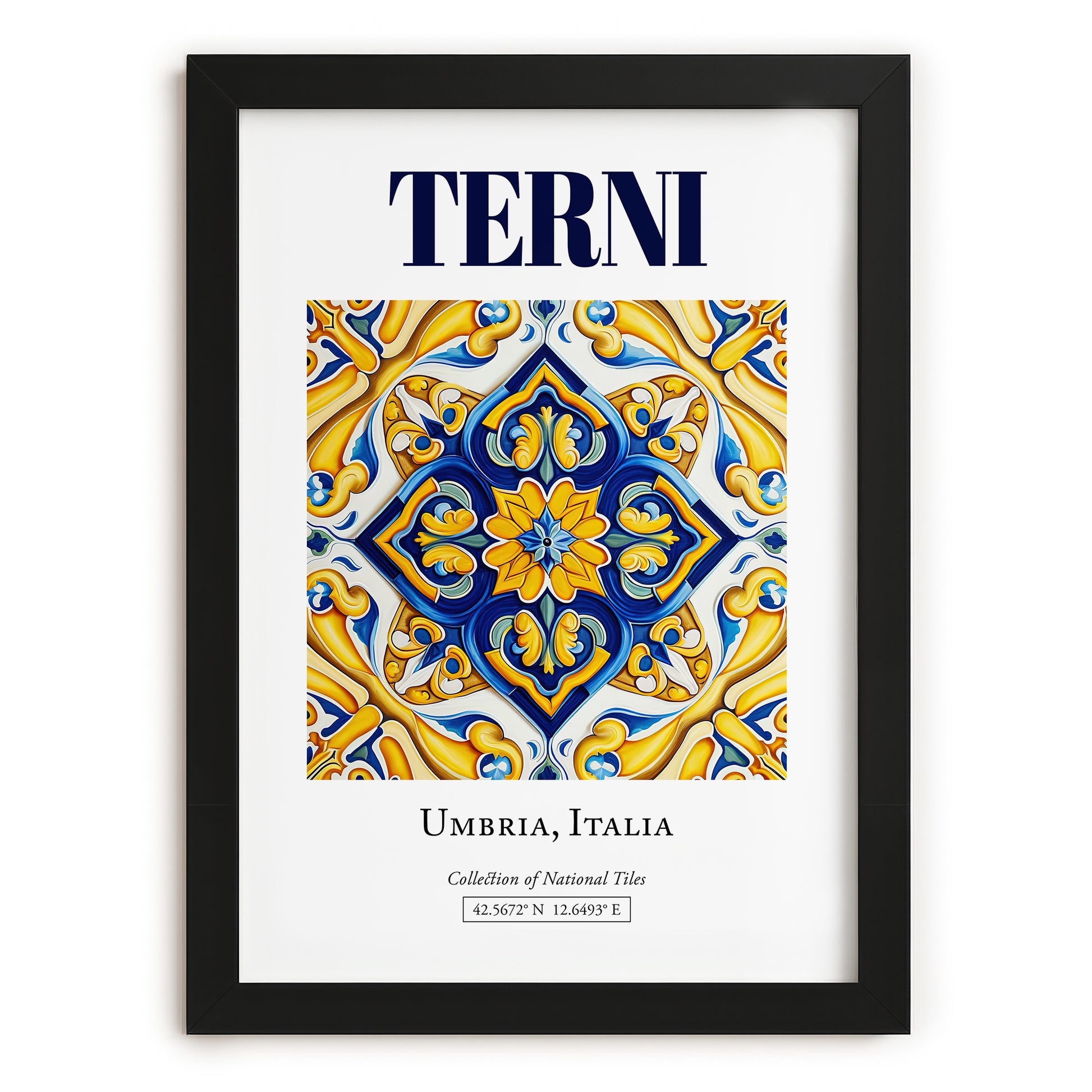 Terni, Italy – Illustrated Travel Poster, in sleek black frame