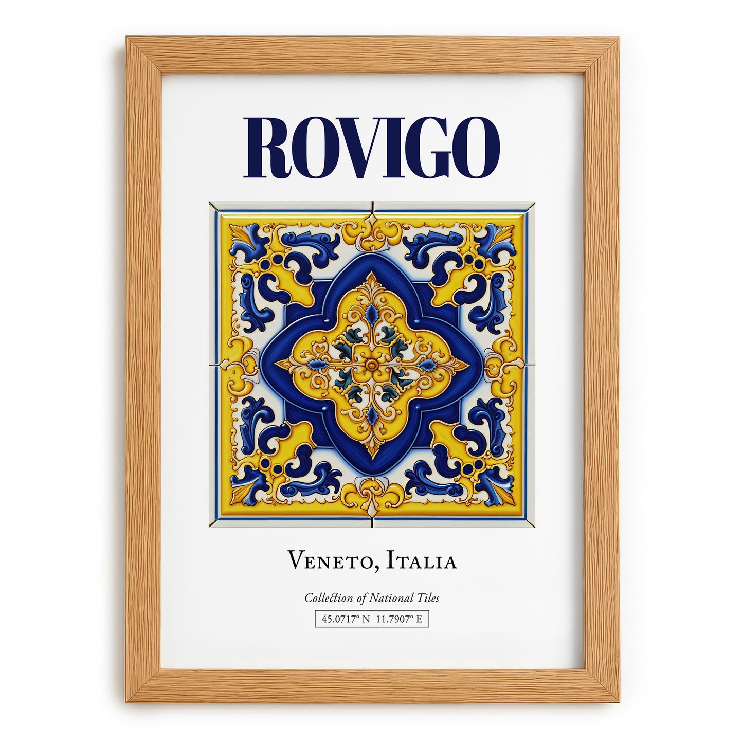 Rovigo, Italy – Travel Poster, set in oak frame
