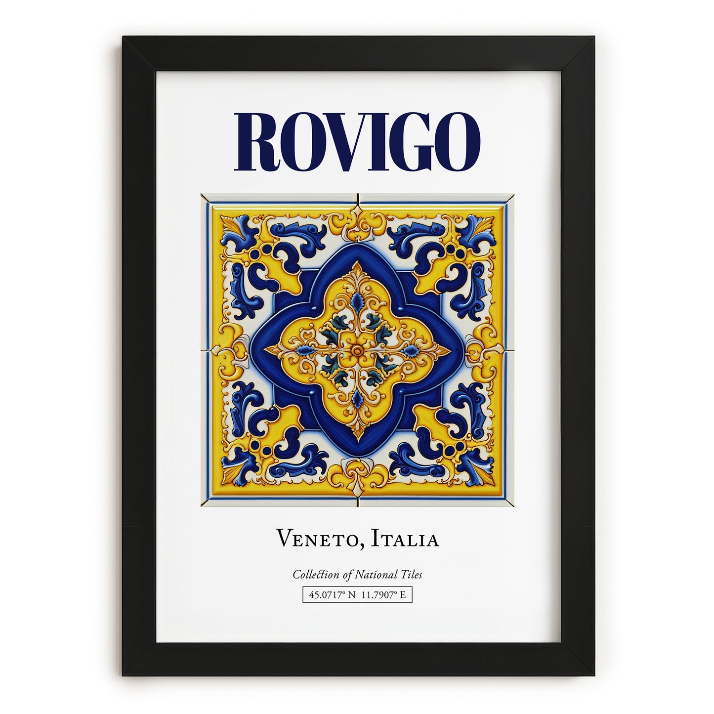 Rovigo, Italy – Travel Poster, in sleek black frame