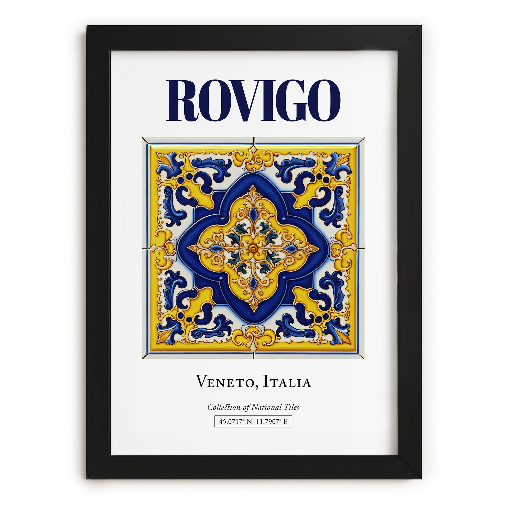 Rovigo, Italy – Travel Poster, in sleek black frame