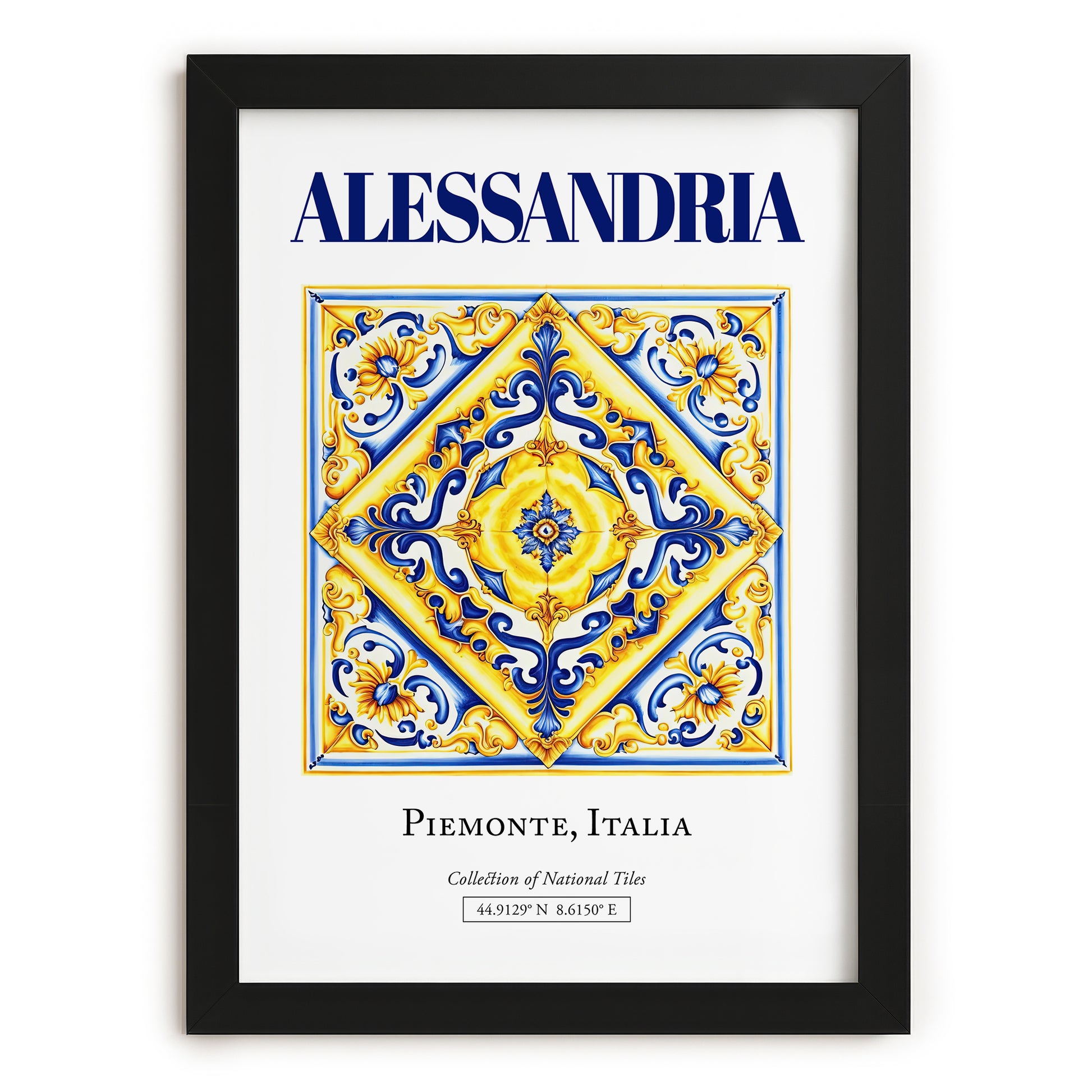 Alessandria, Italy – Travel Wall Decor, in sleek black frame
