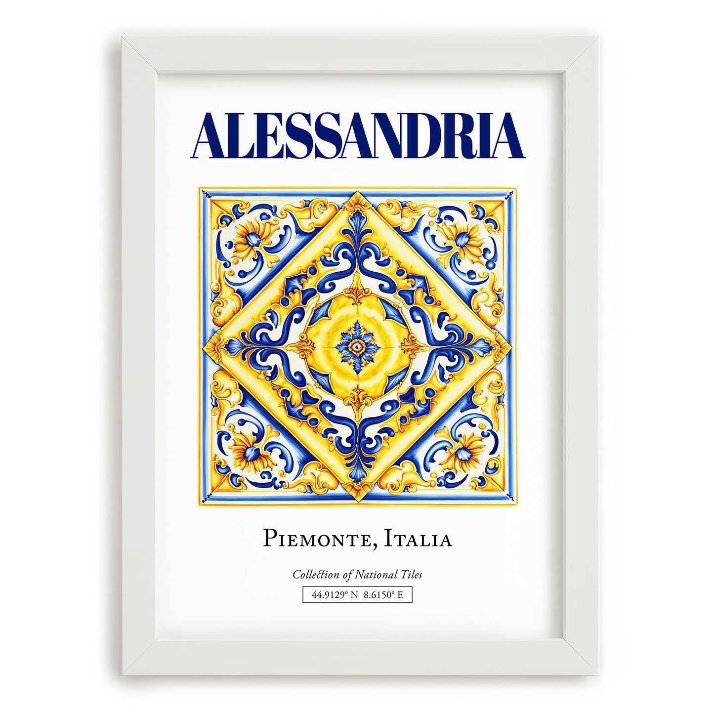 Alessandria, Italy – Travel Wall Decor, placed in minimal white frame